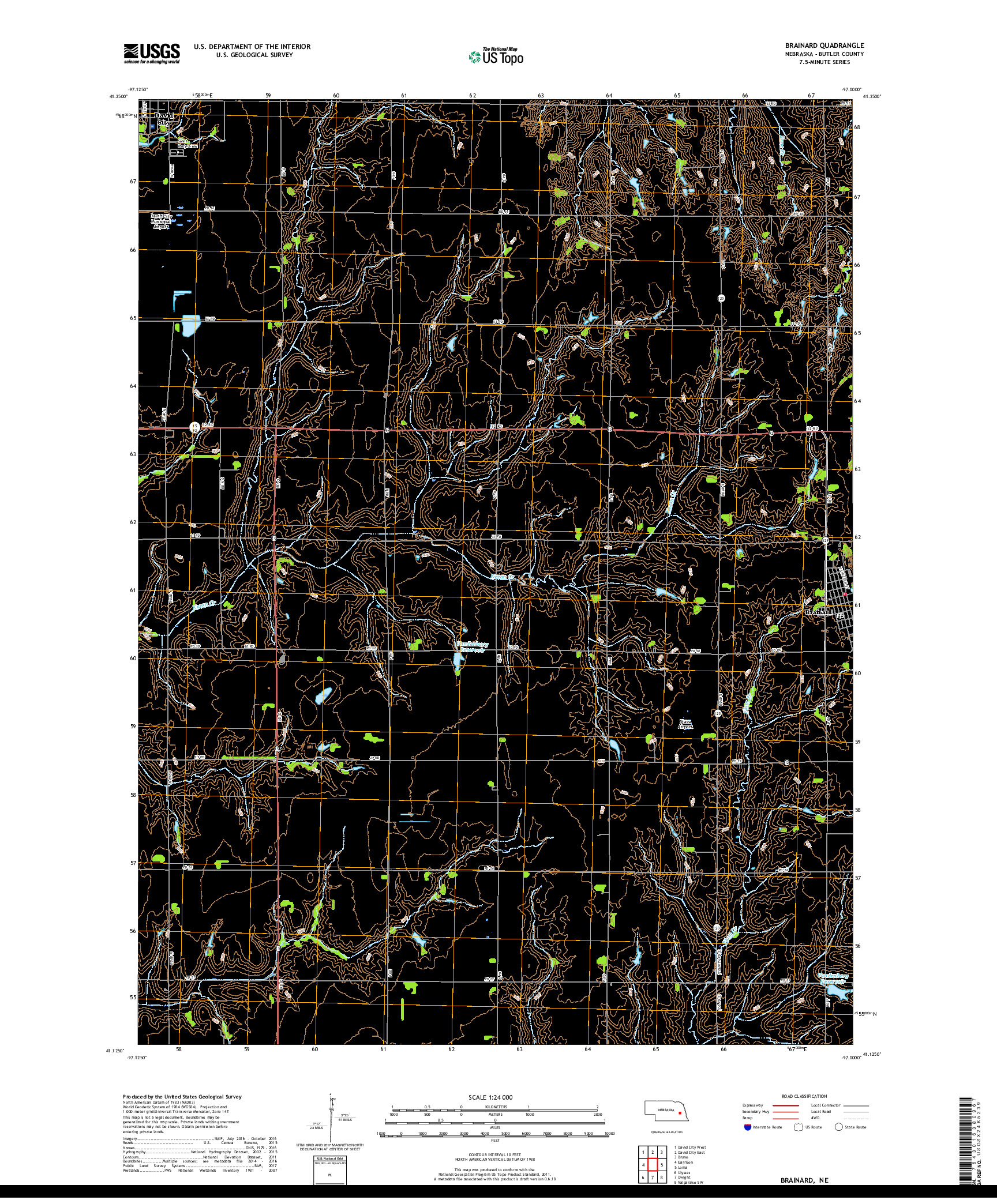 USGS US TOPO 7.5-MINUTE MAP FOR BRAINARD, NE 2017