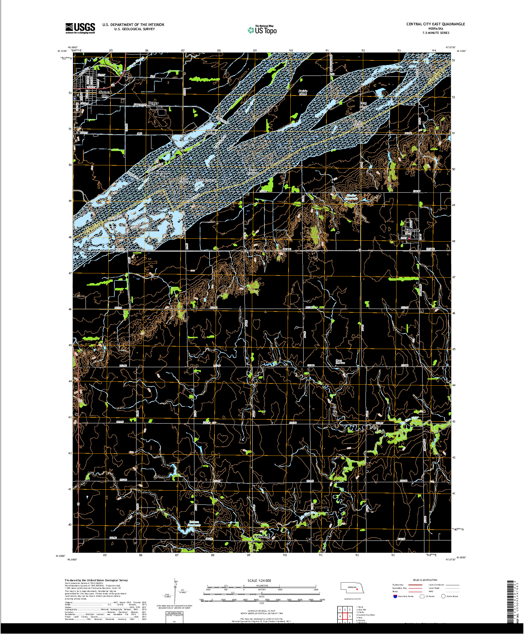 USGS US TOPO 7.5-MINUTE MAP FOR CENTRAL CITY EAST, NE 2017