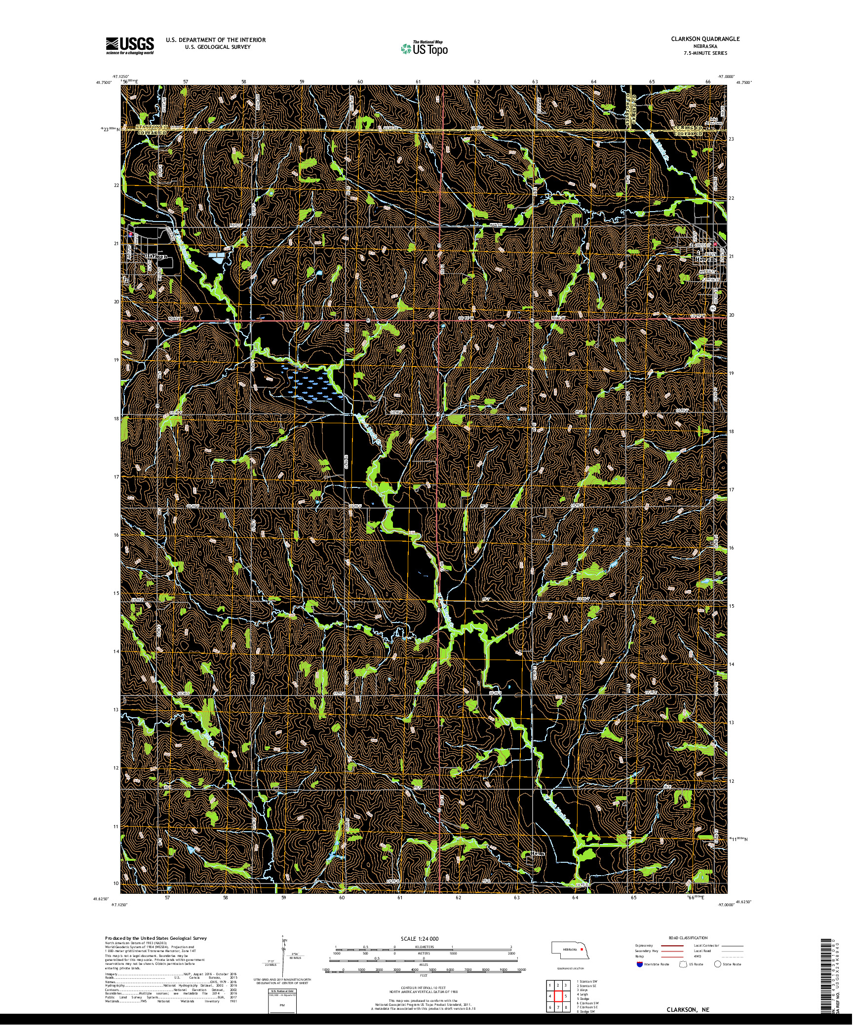 USGS US TOPO 7.5-MINUTE MAP FOR CLARKSON, NE 2017
