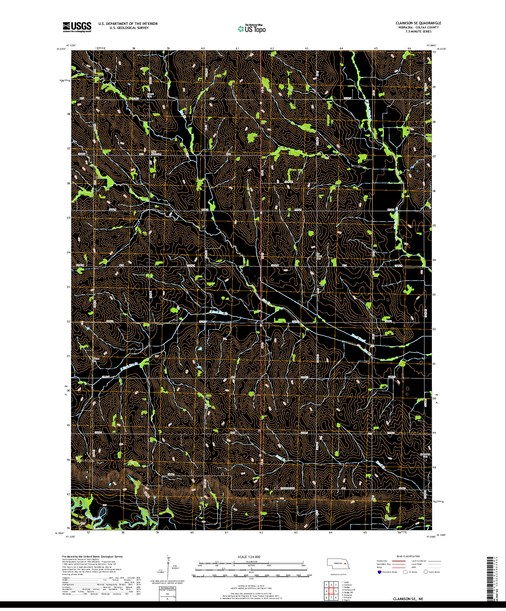 USGS US TOPO 7.5-MINUTE MAP FOR CLARKSON SE, NE 2017