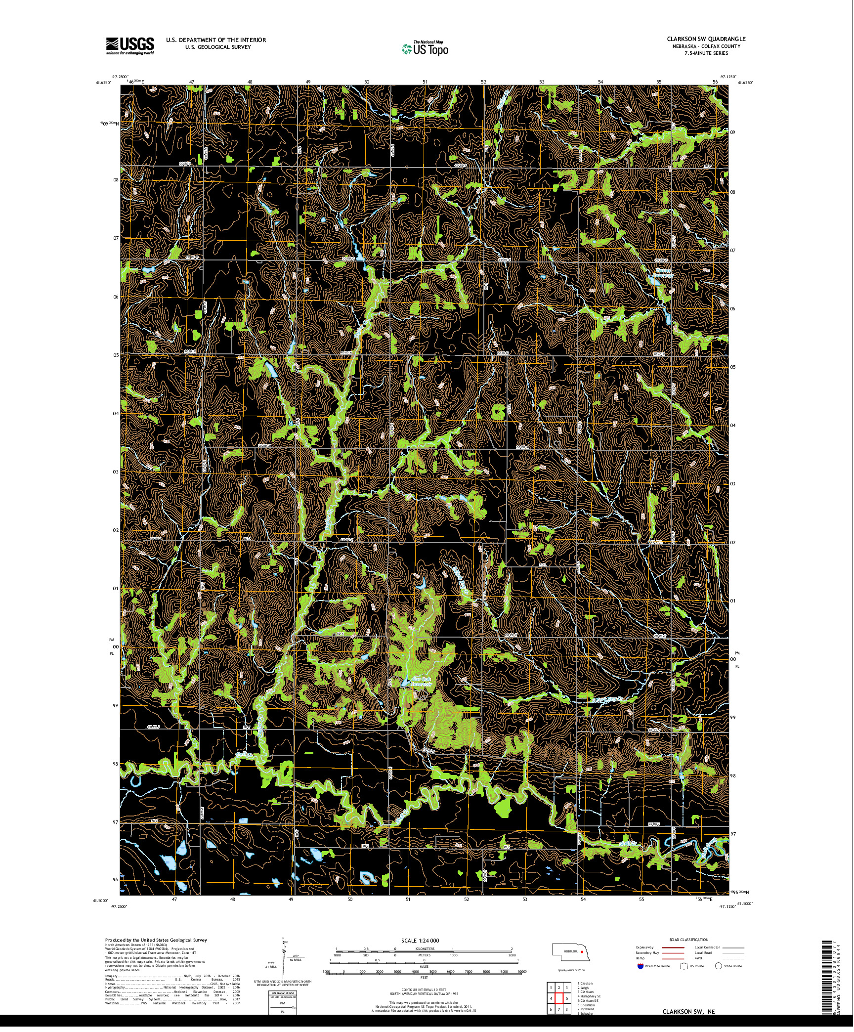 USGS US TOPO 7.5-MINUTE MAP FOR CLARKSON SW, NE 2017