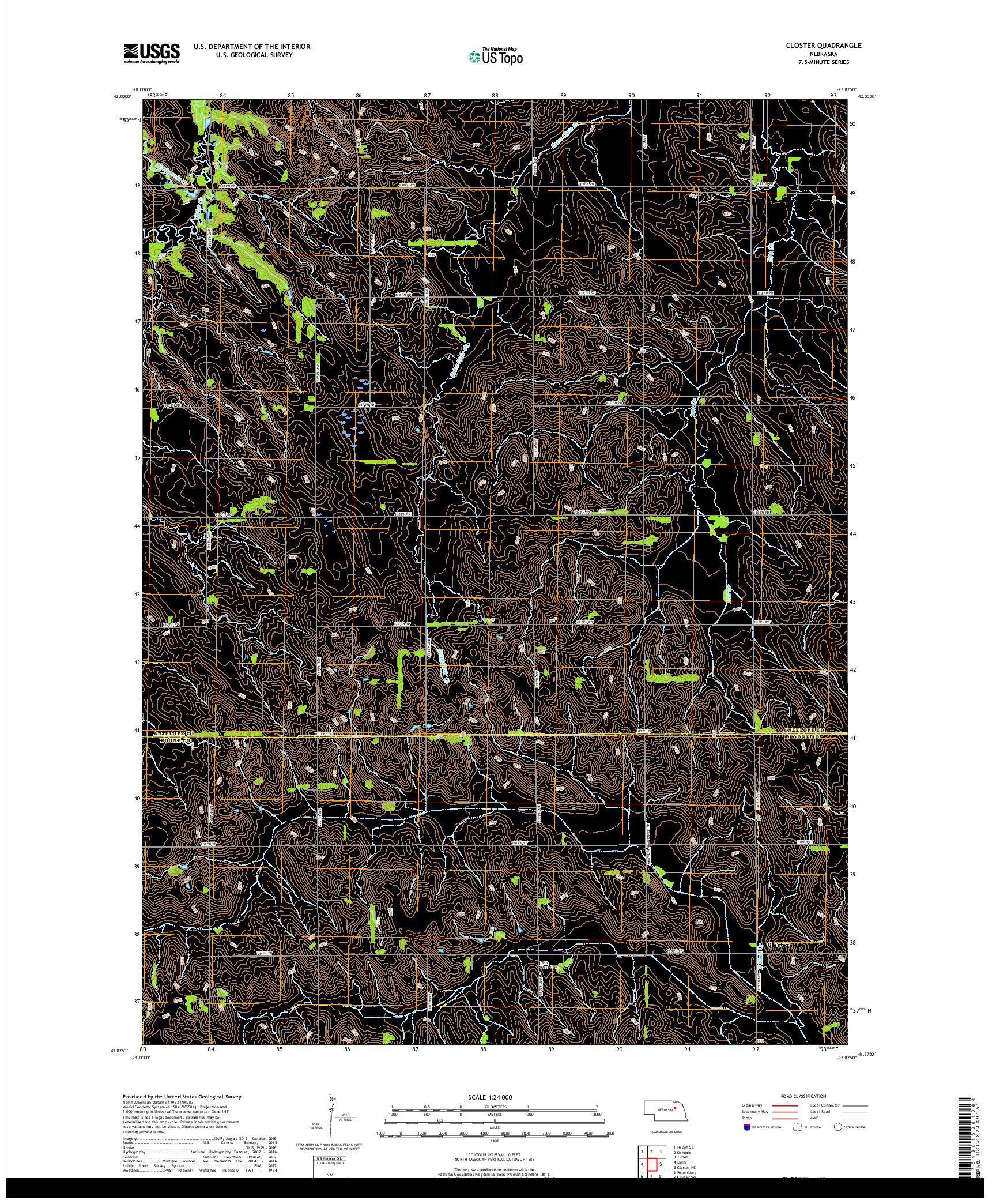 USGS US TOPO 7.5-MINUTE MAP FOR CLOSTER, NE 2017