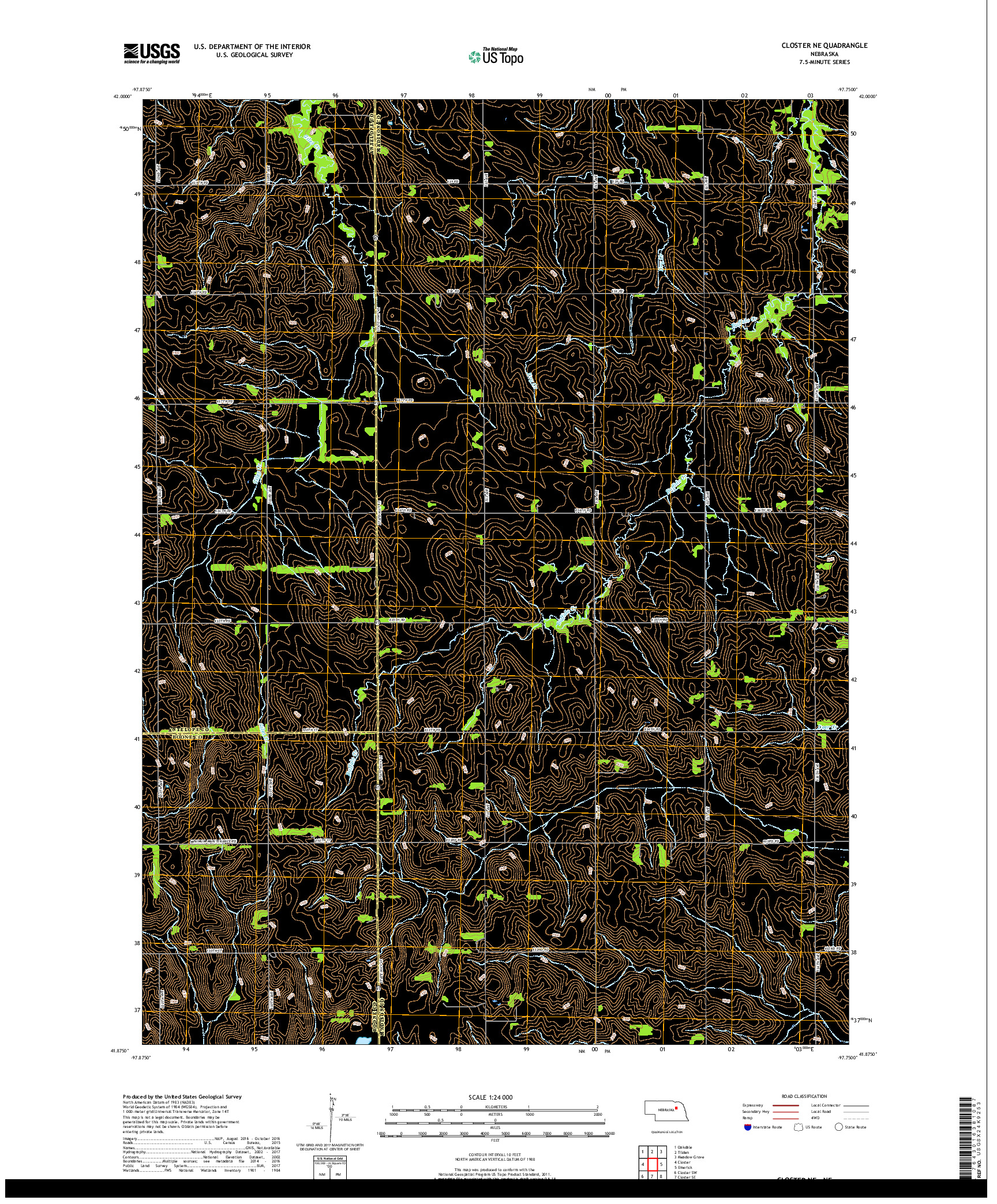 USGS US TOPO 7.5-MINUTE MAP FOR CLOSTER NE, NE 2017