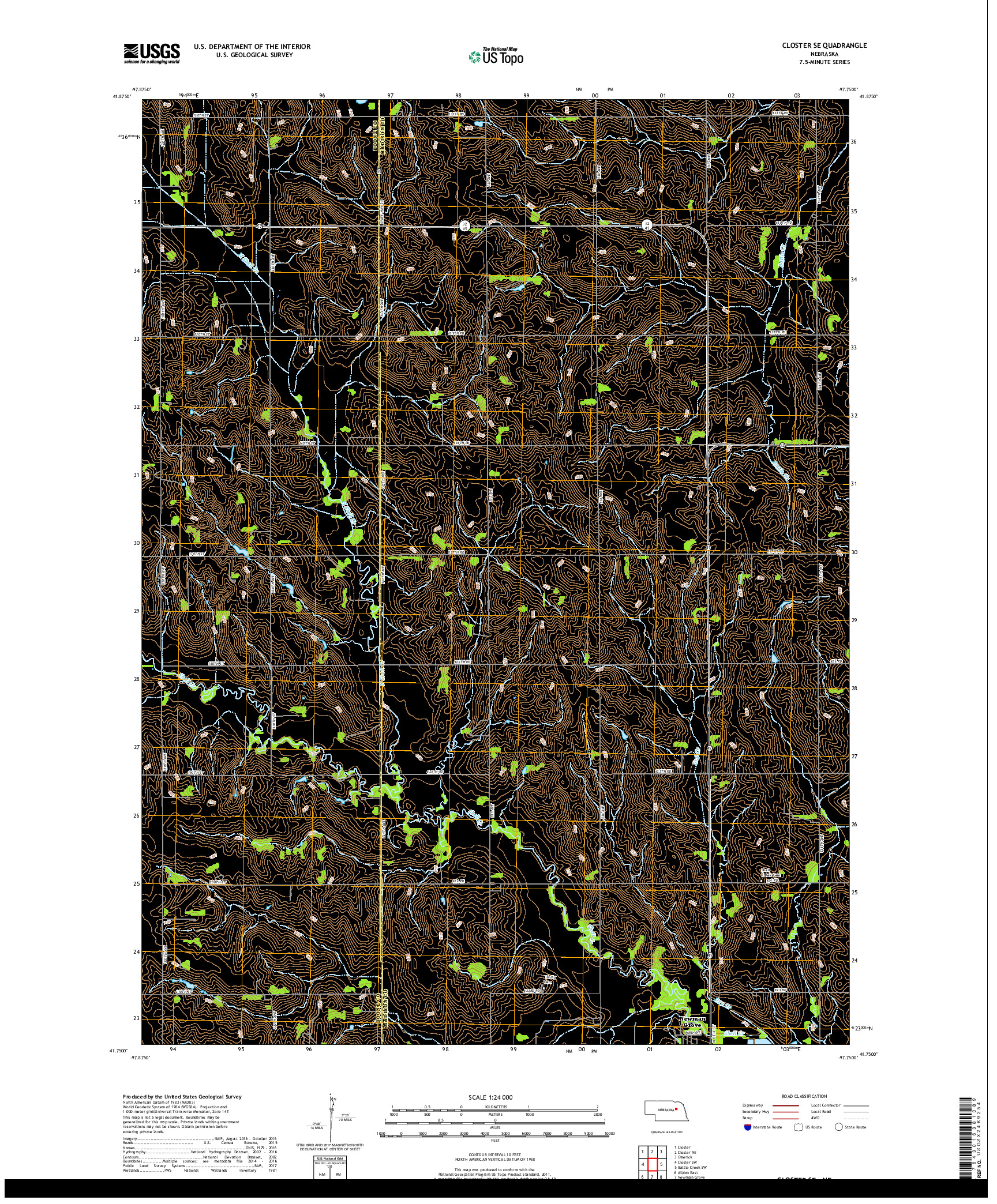 USGS US TOPO 7.5-MINUTE MAP FOR CLOSTER SE, NE 2017
