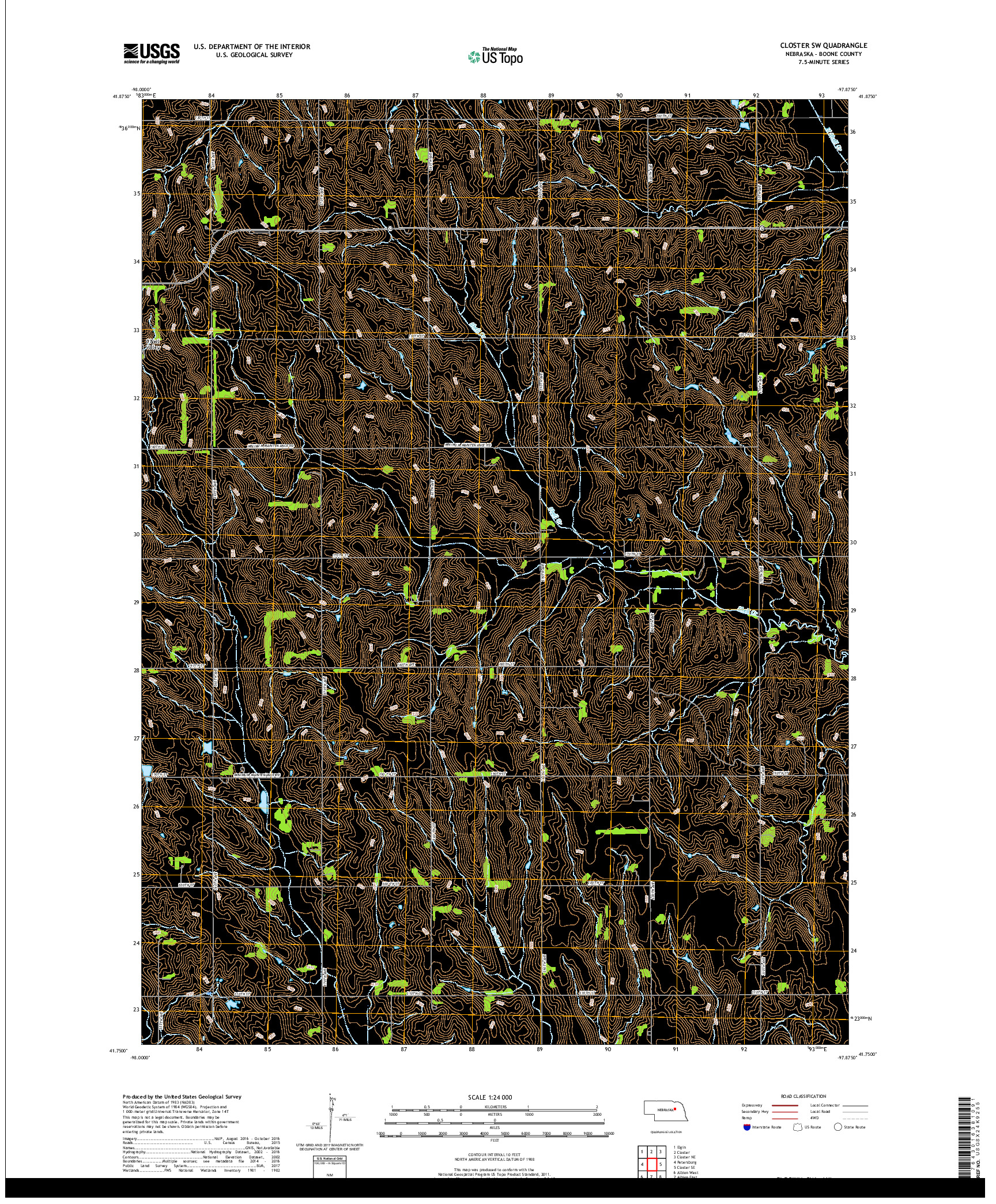 USGS US TOPO 7.5-MINUTE MAP FOR CLOSTER SW, NE 2017