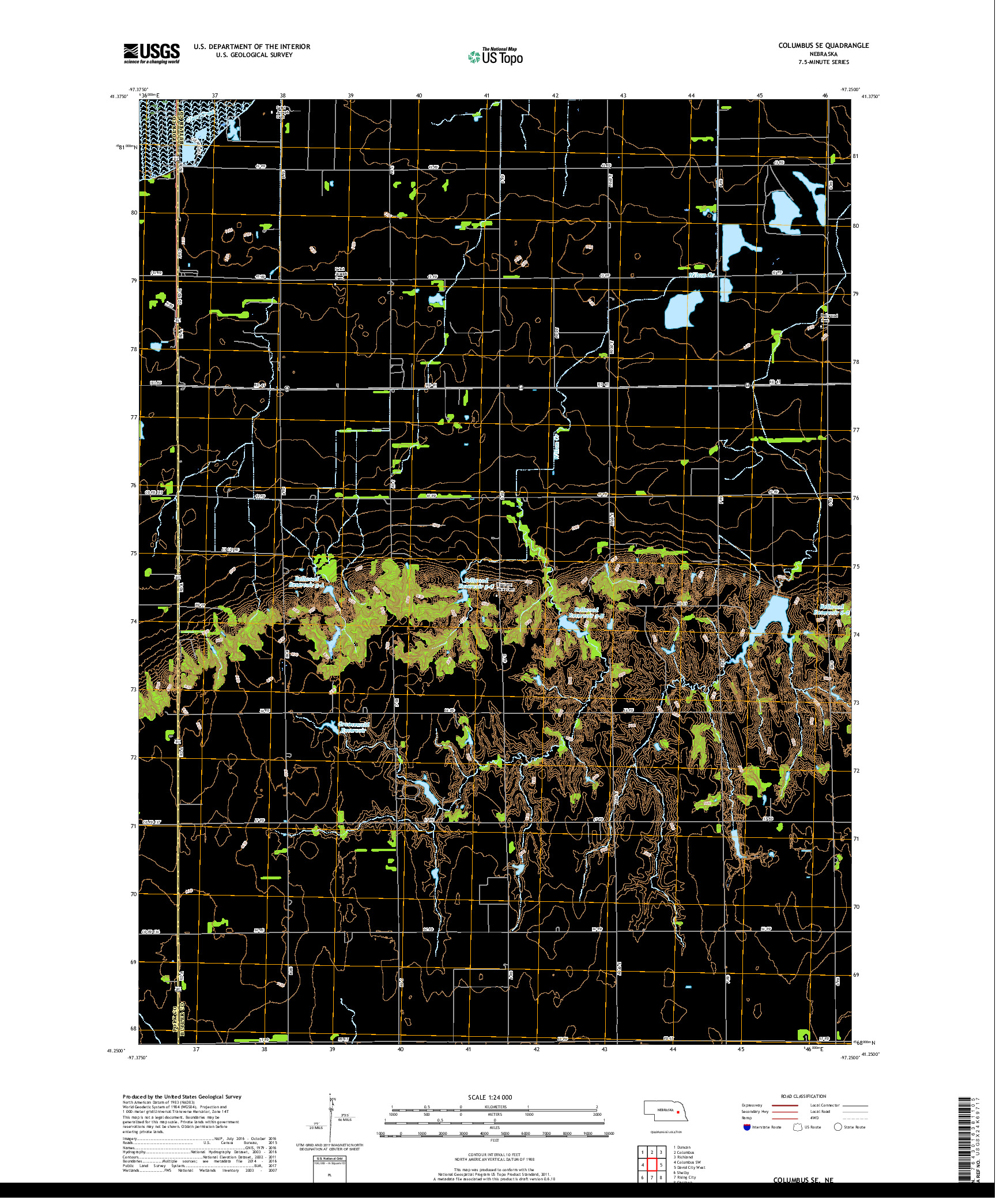 USGS US TOPO 7.5-MINUTE MAP FOR COLUMBUS SE, NE 2017