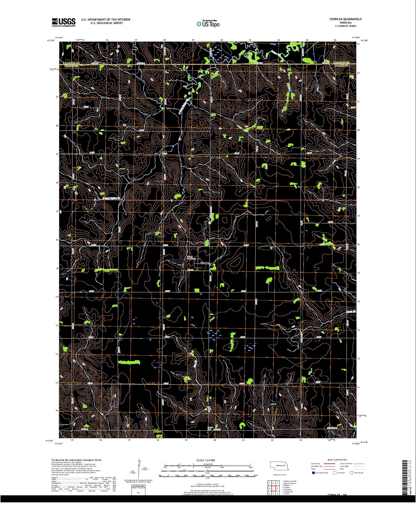 USGS US TOPO 7.5-MINUTE MAP FOR CORNLEA, NE 2017