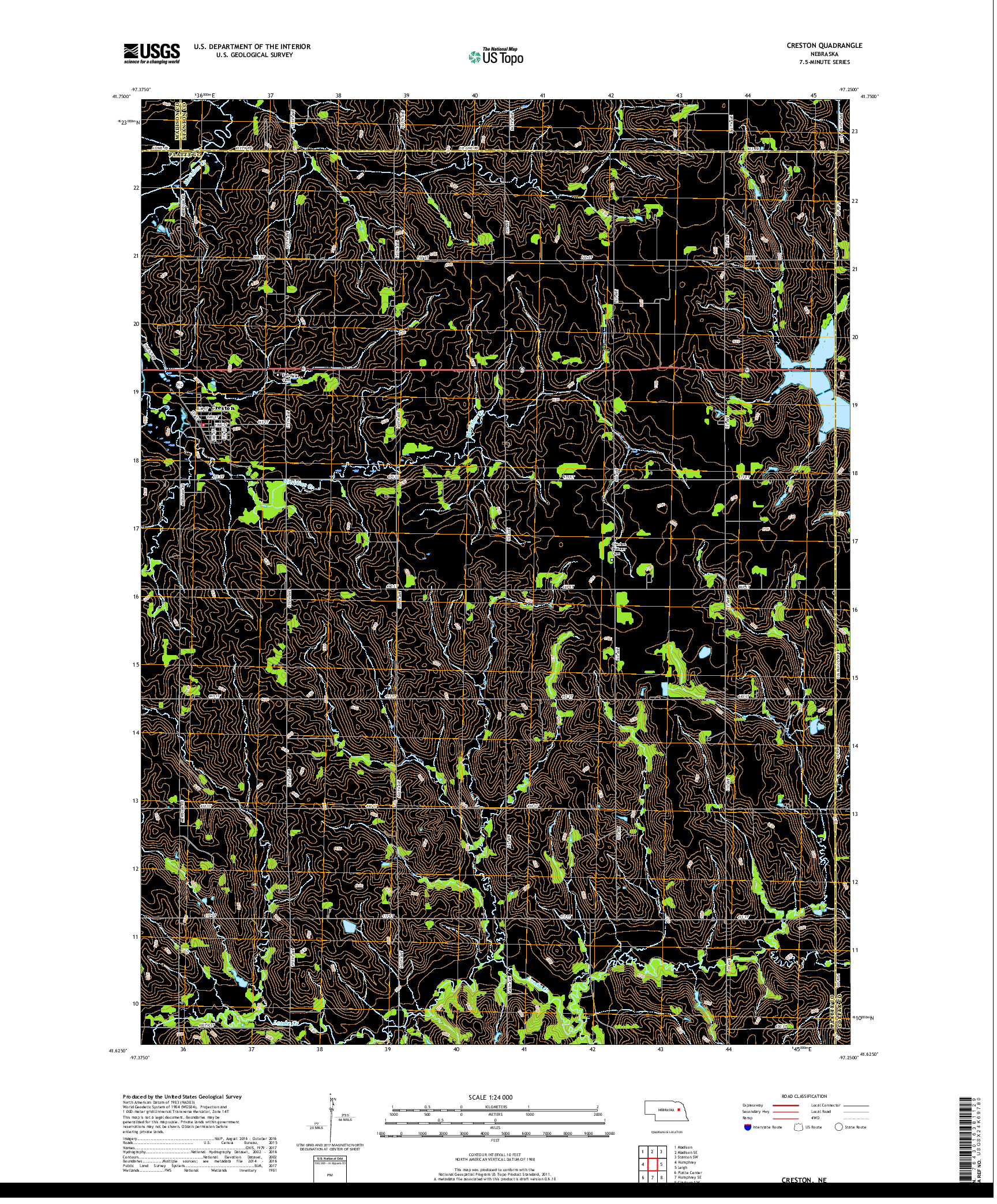 USGS US TOPO 7.5-MINUTE MAP FOR CRESTON, NE 2017