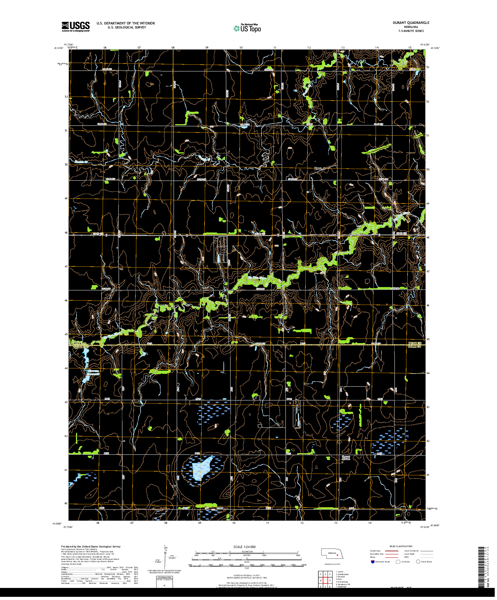 USGS US TOPO 7.5-MINUTE MAP FOR DURANT, NE 2017