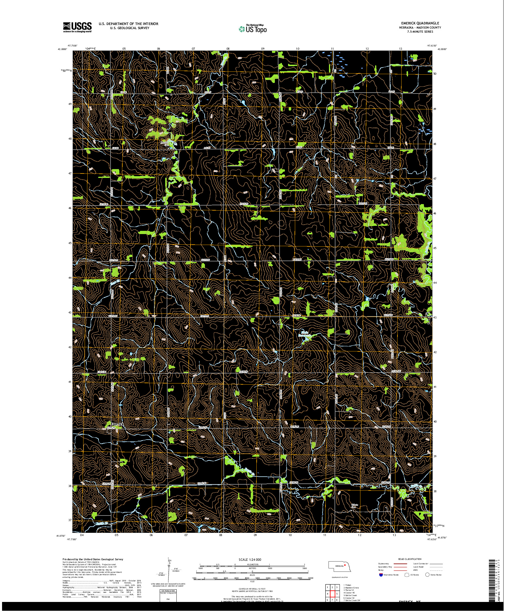 USGS US TOPO 7.5-MINUTE MAP FOR EMERICK, NE 2017