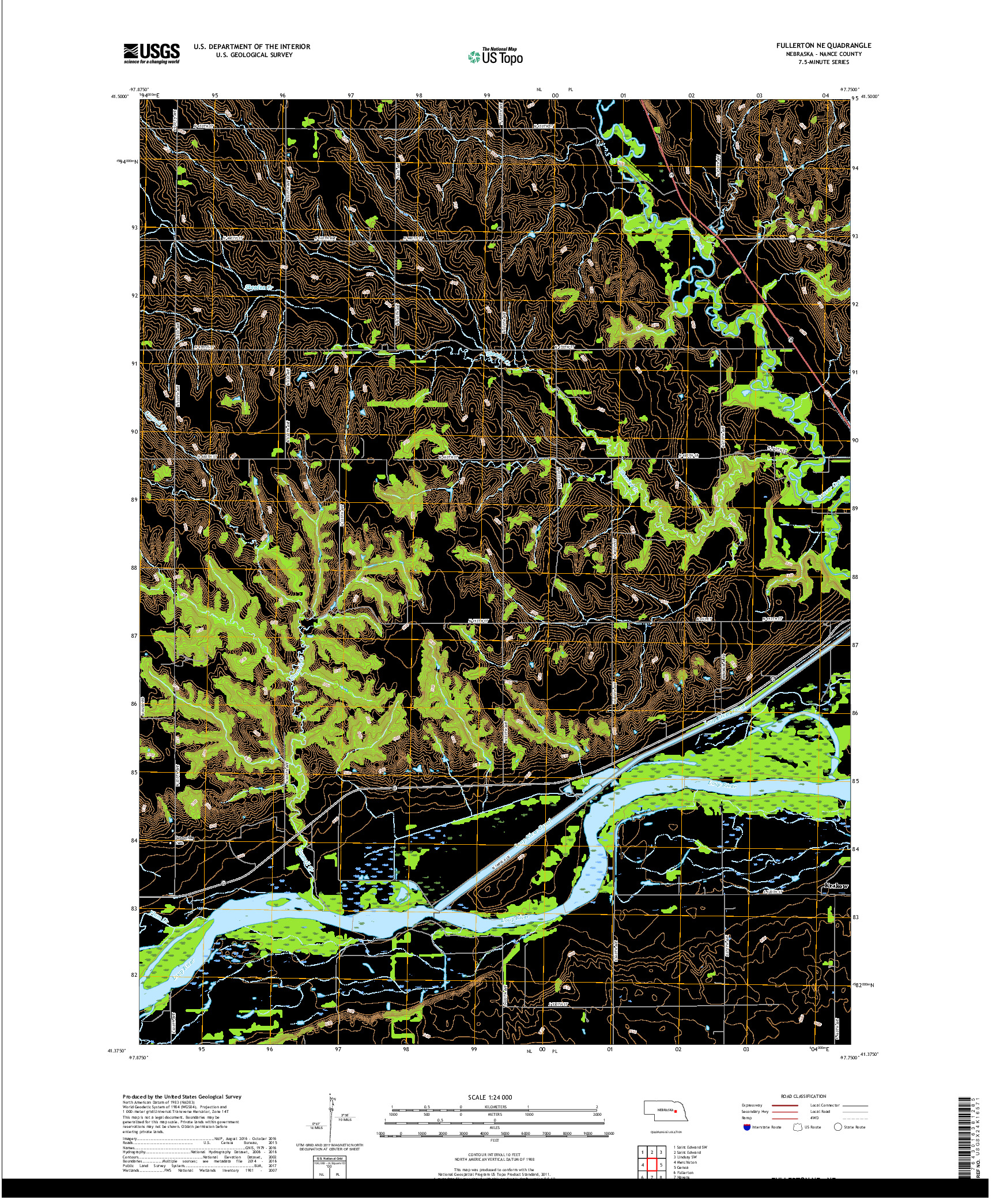 USGS US TOPO 7.5-MINUTE MAP FOR FULLERTON NE, NE 2017