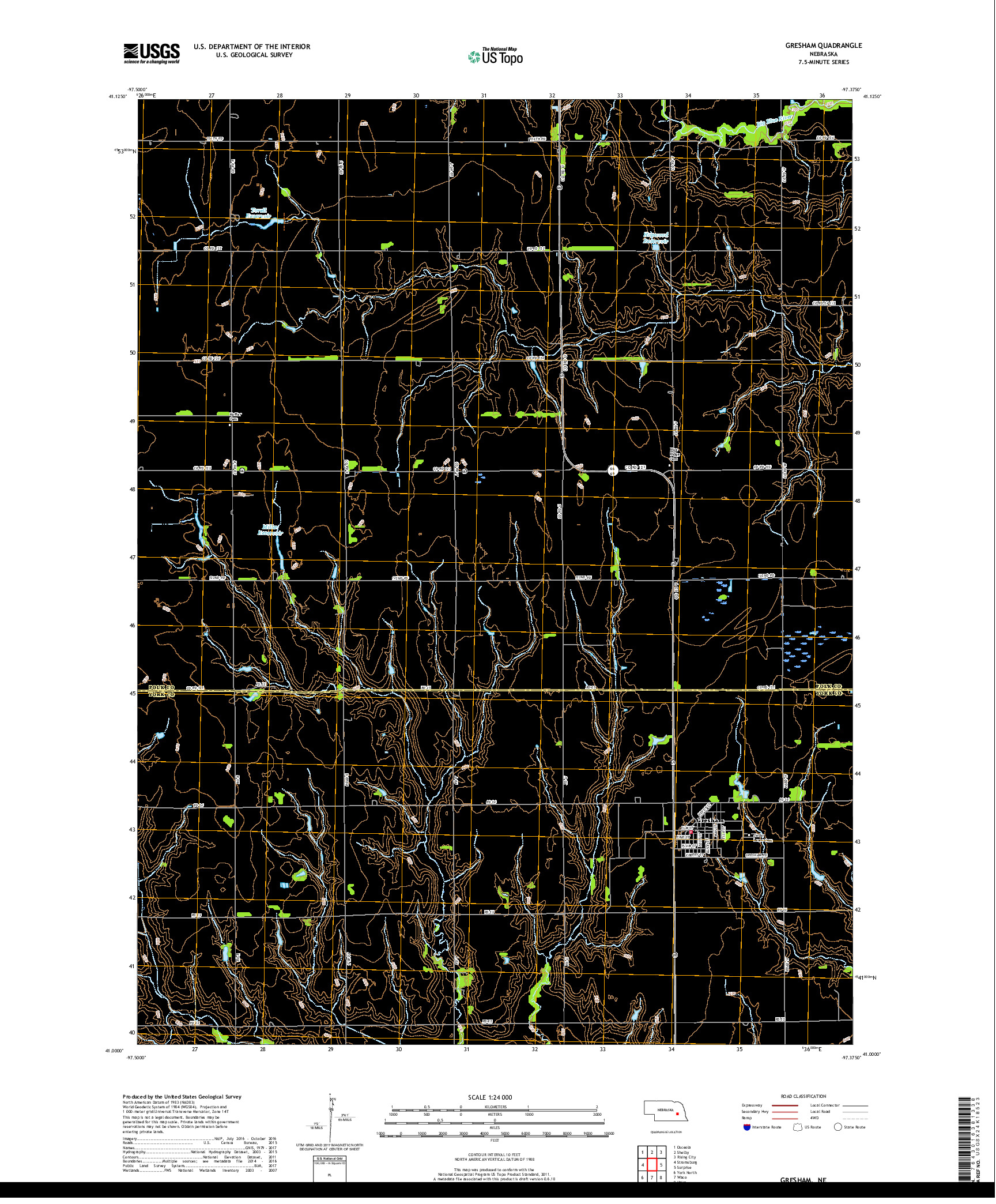 USGS US TOPO 7.5-MINUTE MAP FOR GRESHAM, NE 2017