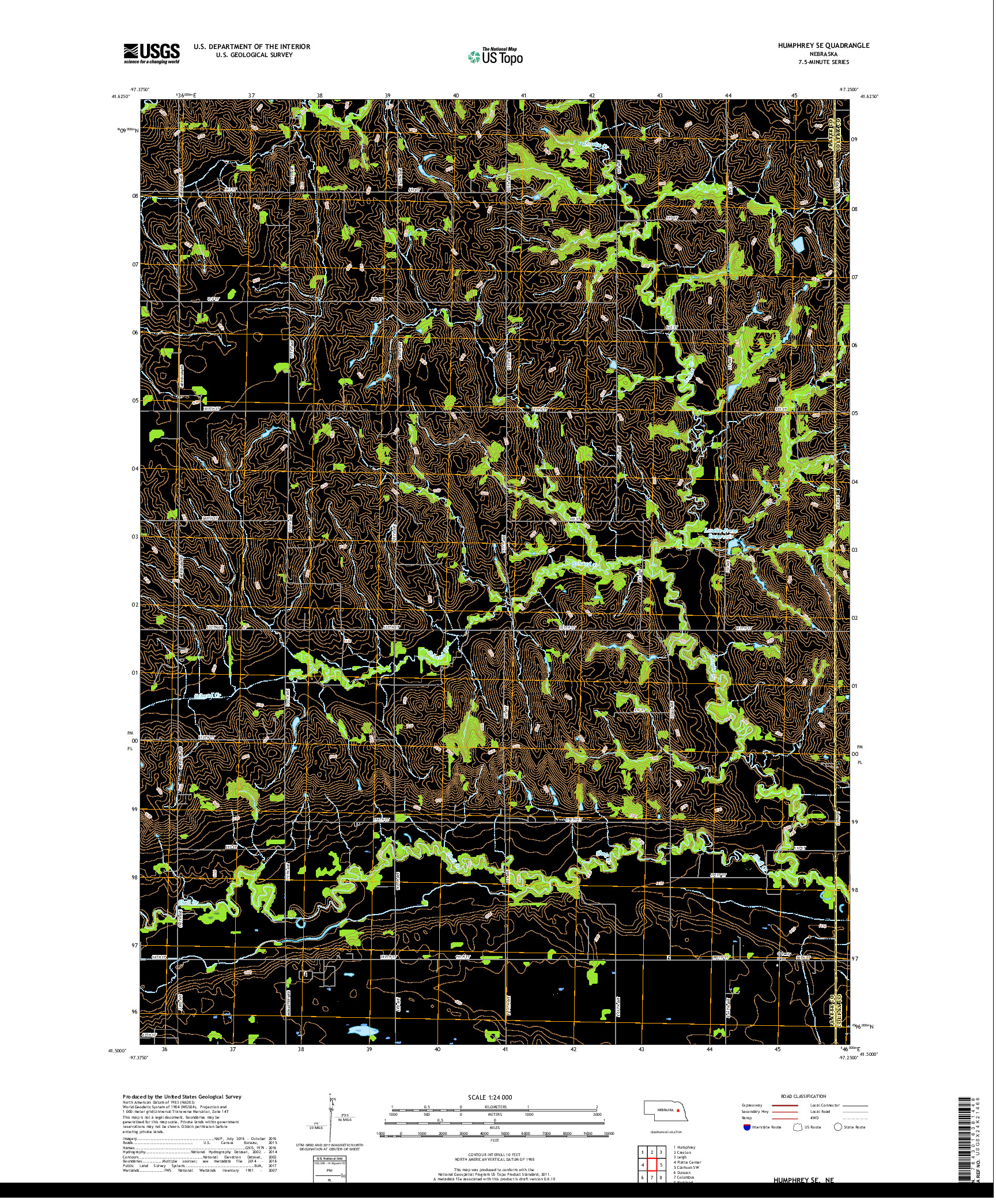 USGS US TOPO 7.5-MINUTE MAP FOR HUMPHREY SE, NE 2017