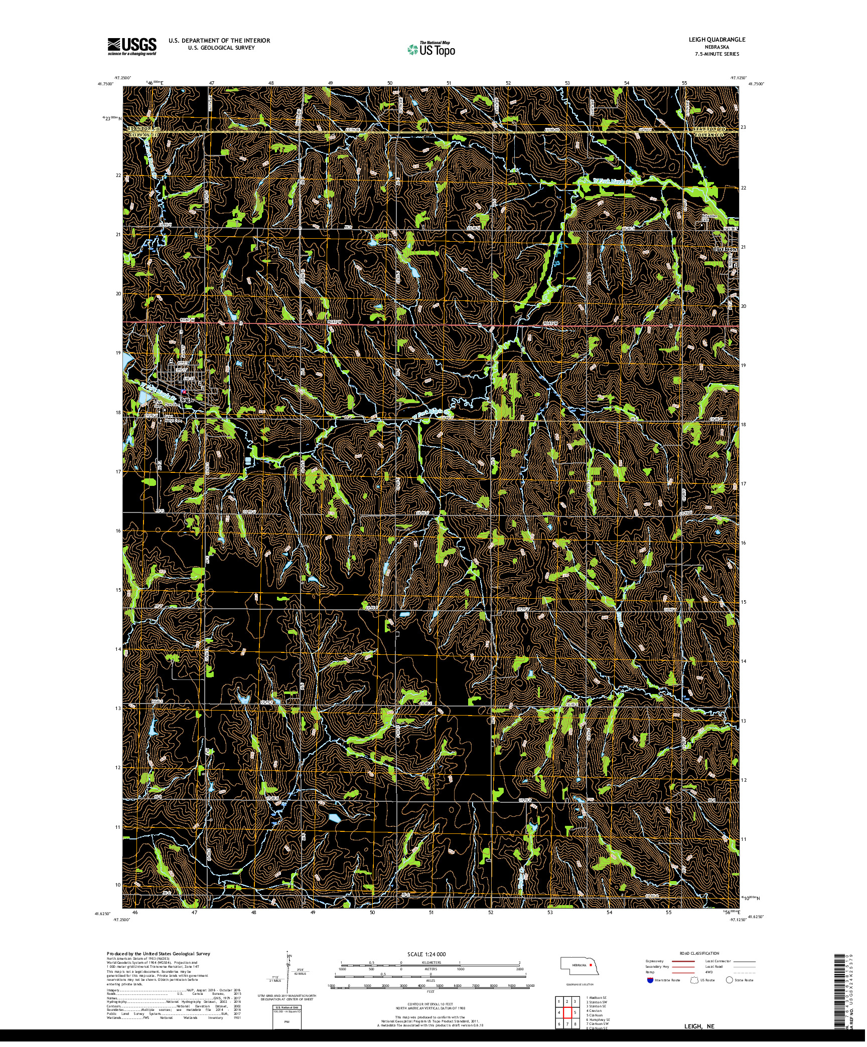 USGS US TOPO 7.5-MINUTE MAP FOR LEIGH, NE 2017