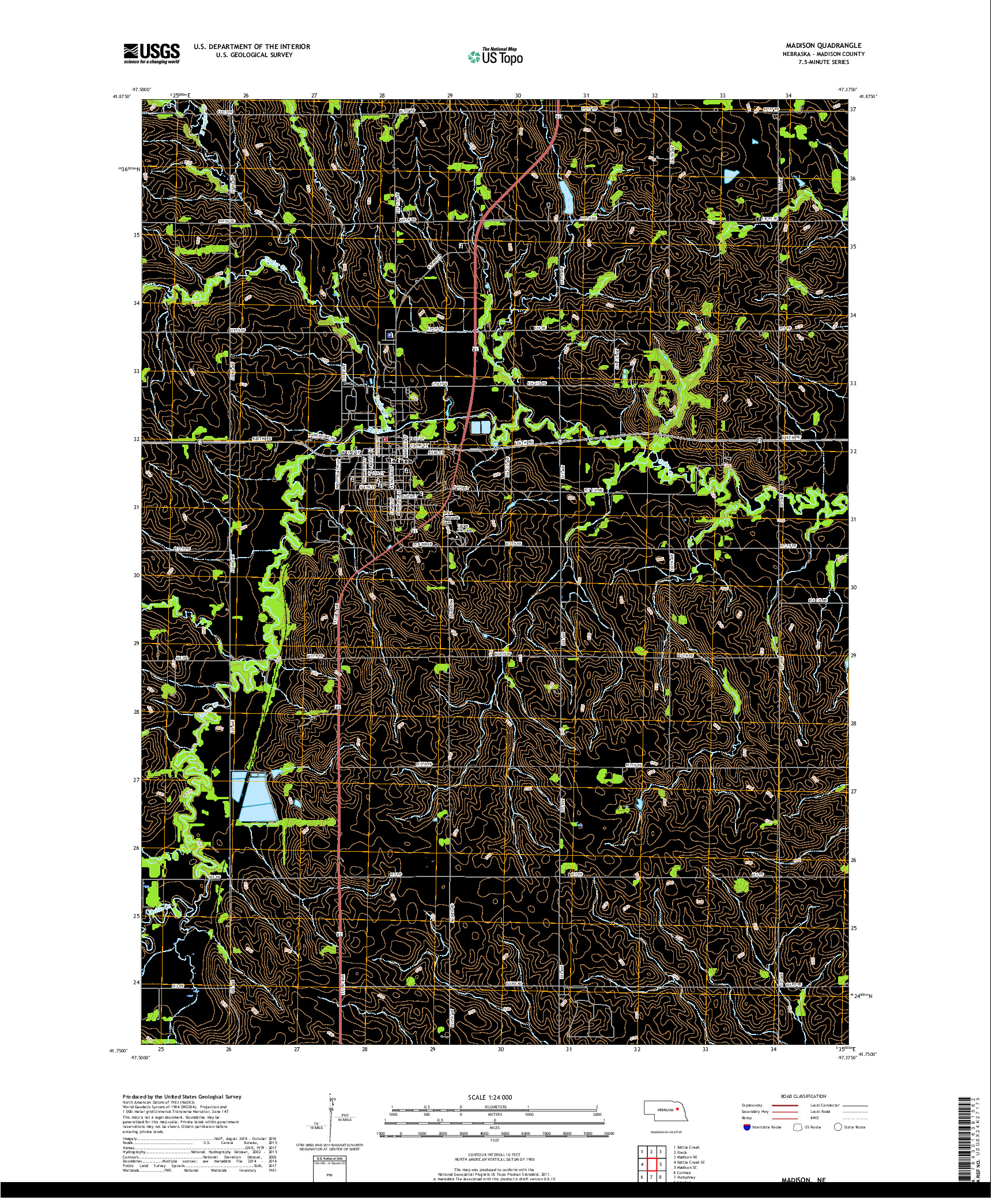 USGS US TOPO 7.5-MINUTE MAP FOR MADISON, NE 2017