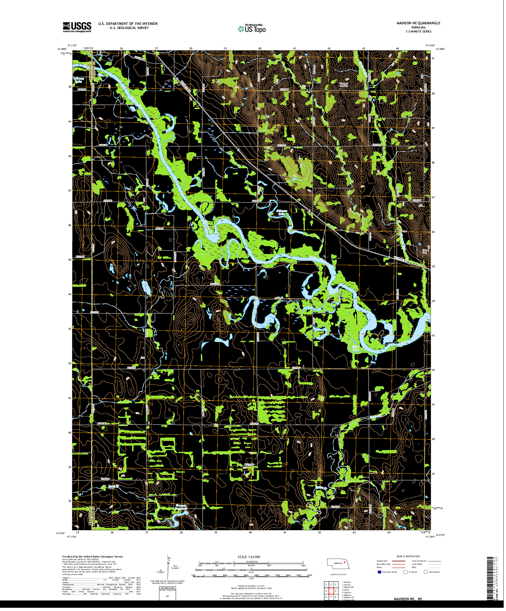 USGS US TOPO 7.5-MINUTE MAP FOR MADISON NE, NE 2017