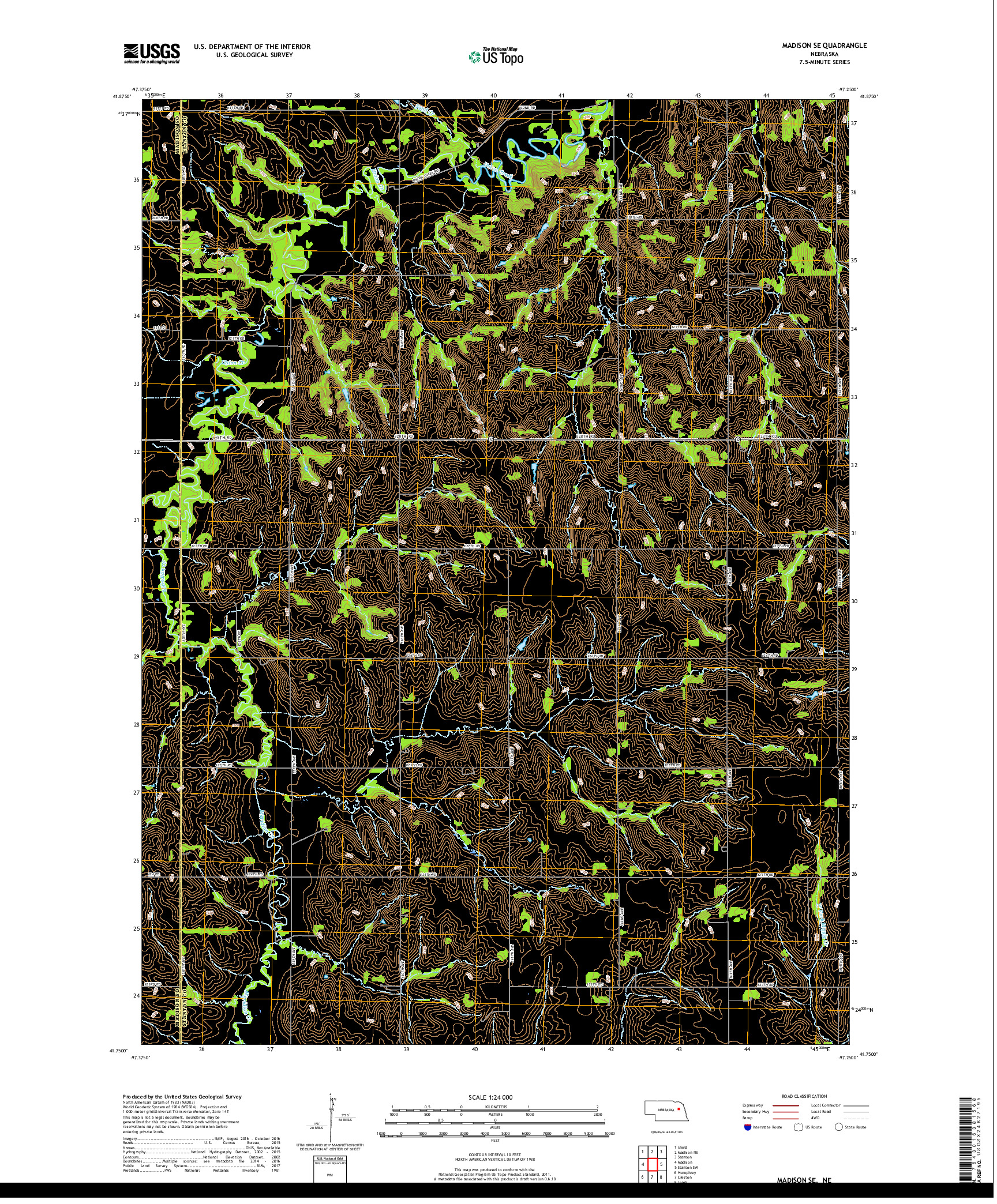 USGS US TOPO 7.5-MINUTE MAP FOR MADISON SE, NE 2017