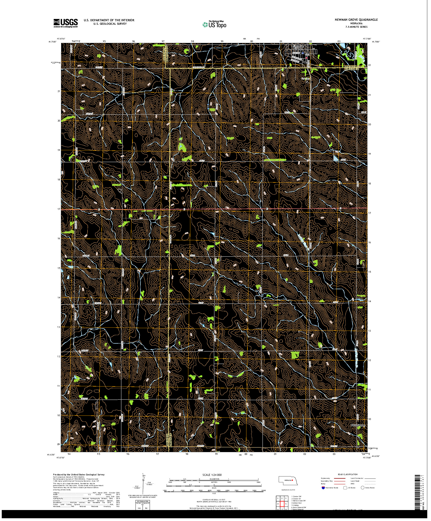 USGS US TOPO 7.5-MINUTE MAP FOR NEWMAN GROVE, NE 2017