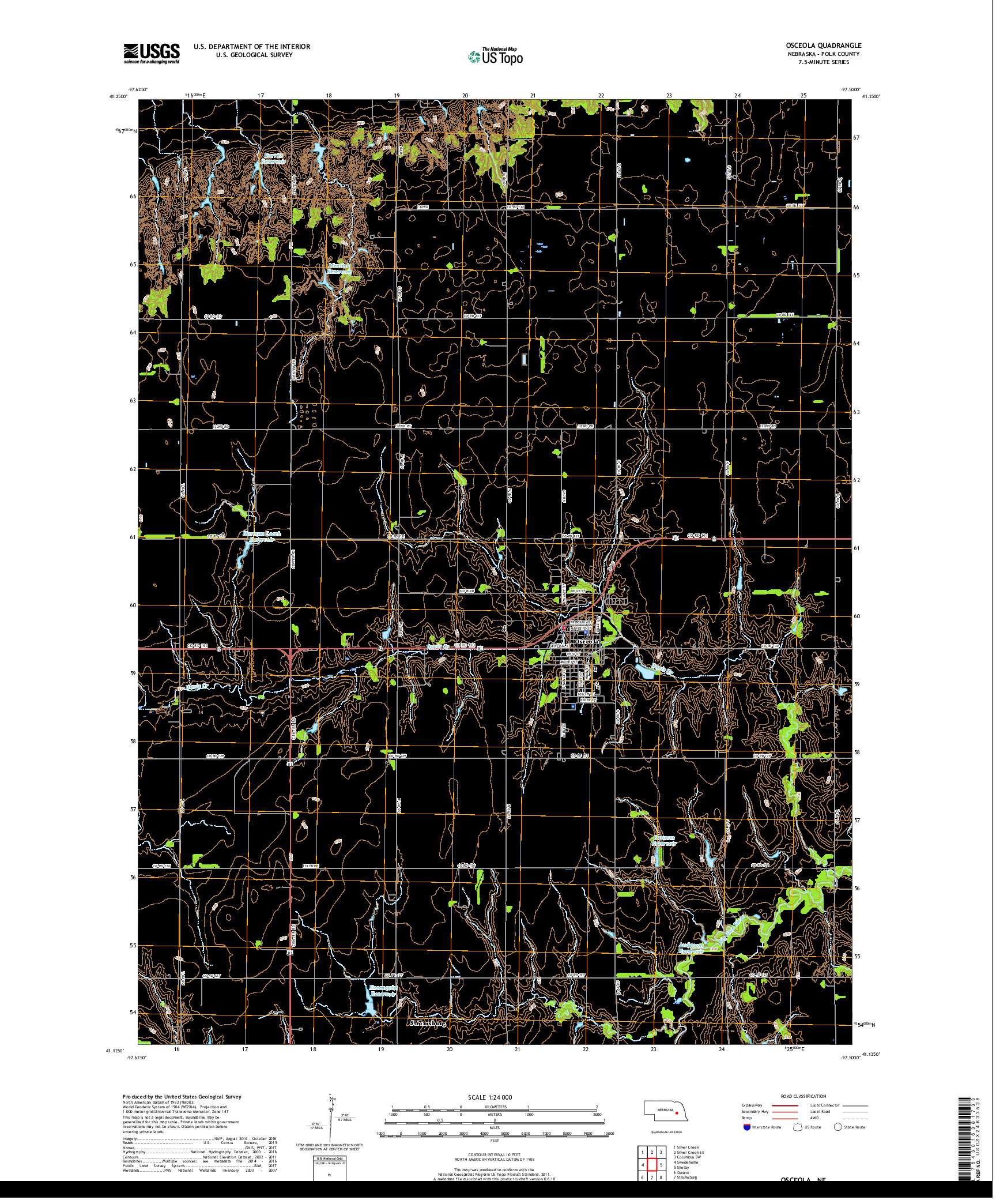 USGS US TOPO 7.5-MINUTE MAP FOR OSCEOLA, NE 2017