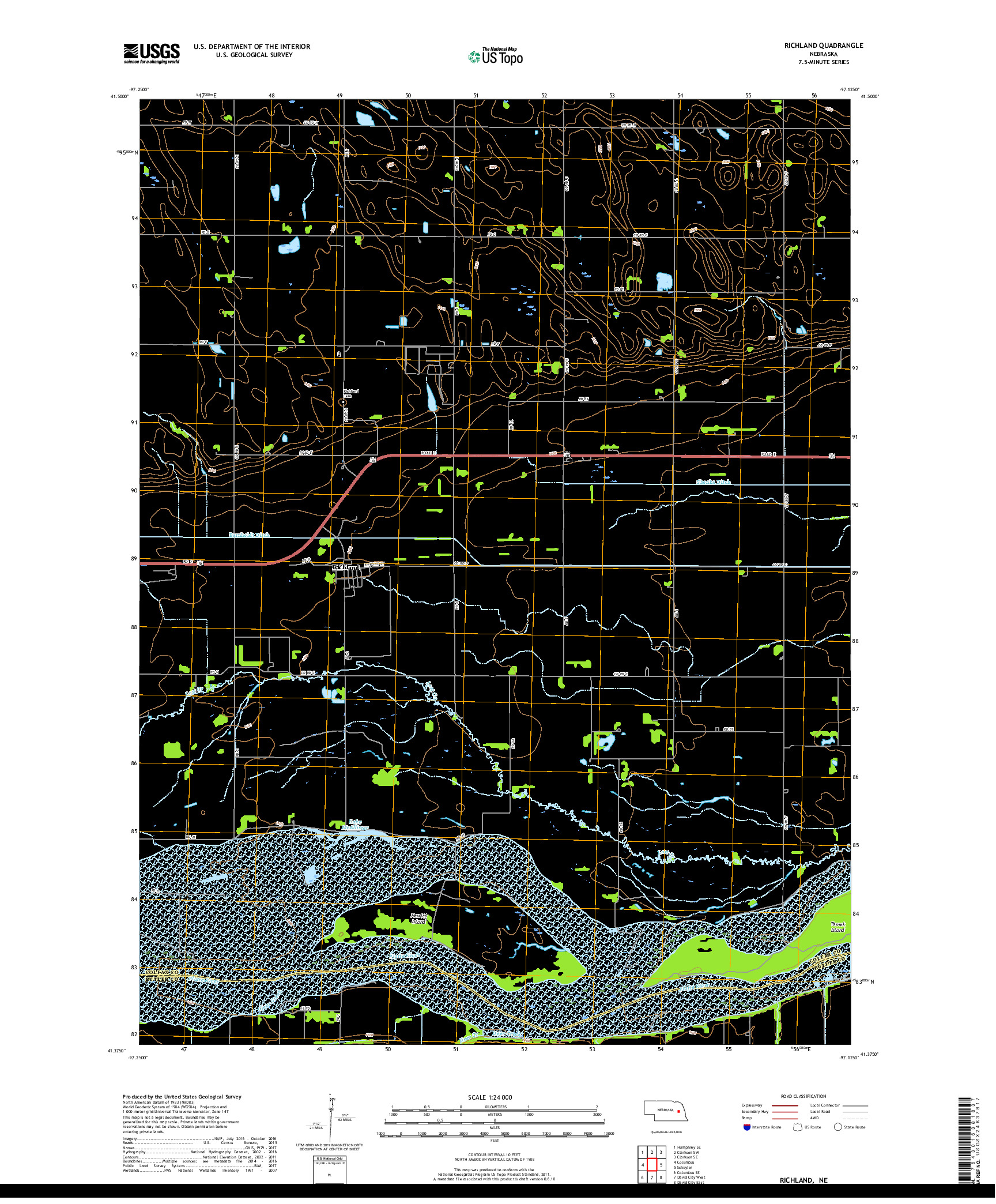 USGS US TOPO 7.5-MINUTE MAP FOR RICHLAND, NE 2017
