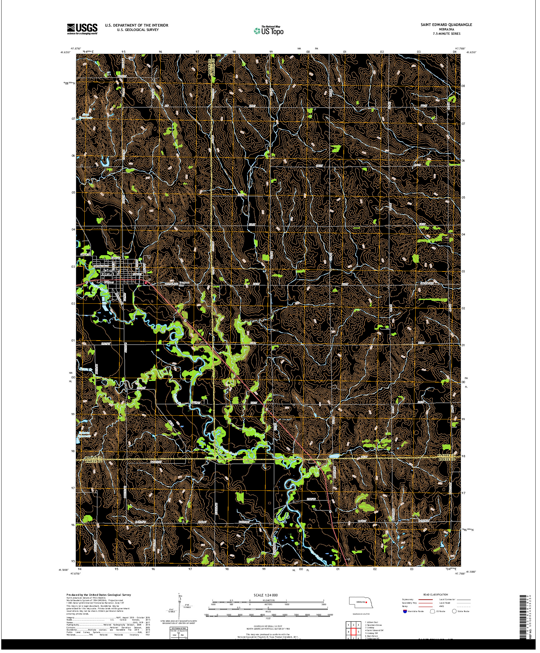 USGS US TOPO 7.5-MINUTE MAP FOR SAINT EDWARD, NE 2017