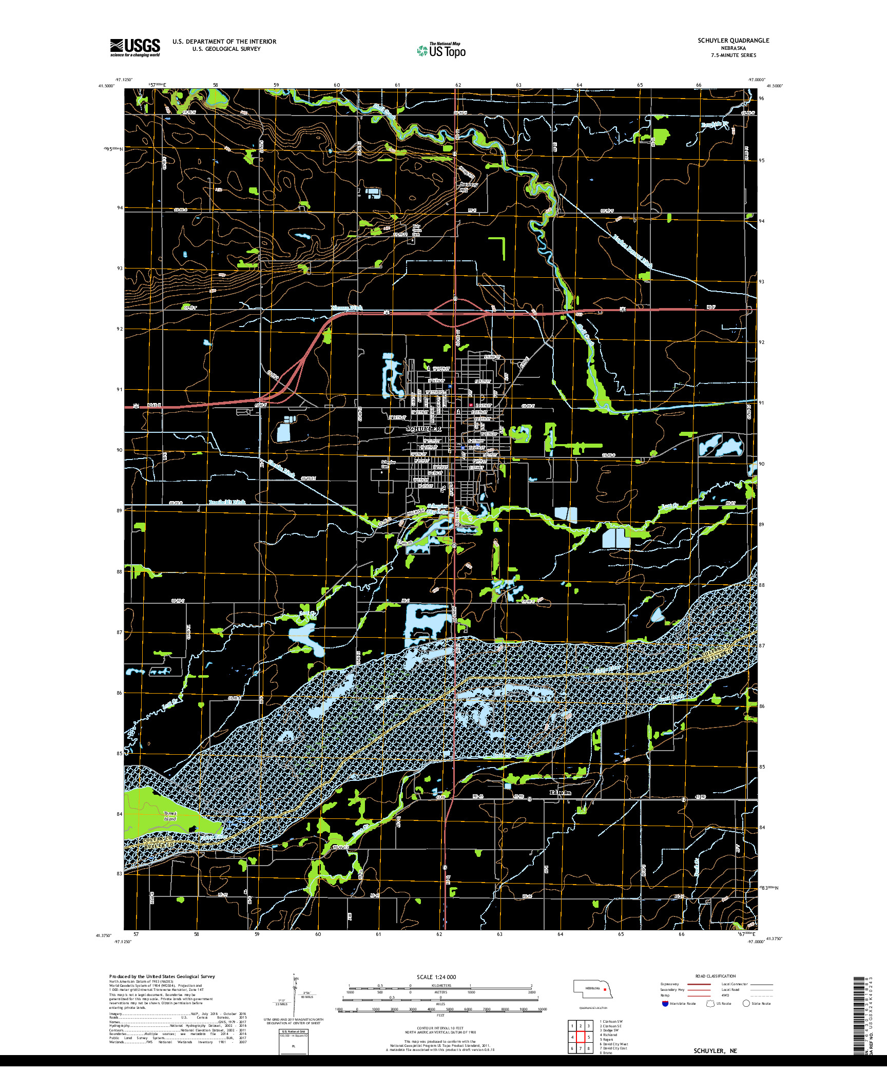 USGS US TOPO 7.5-MINUTE MAP FOR SCHUYLER, NE 2017