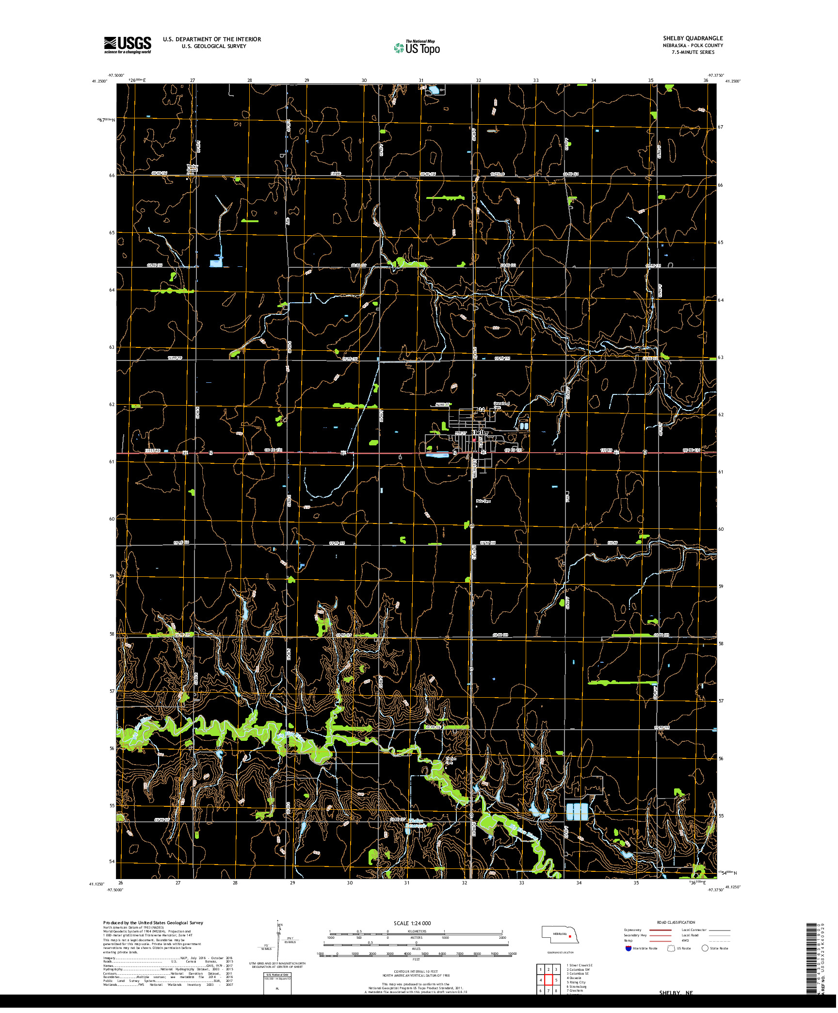 USGS US TOPO 7.5-MINUTE MAP FOR SHELBY, NE 2017