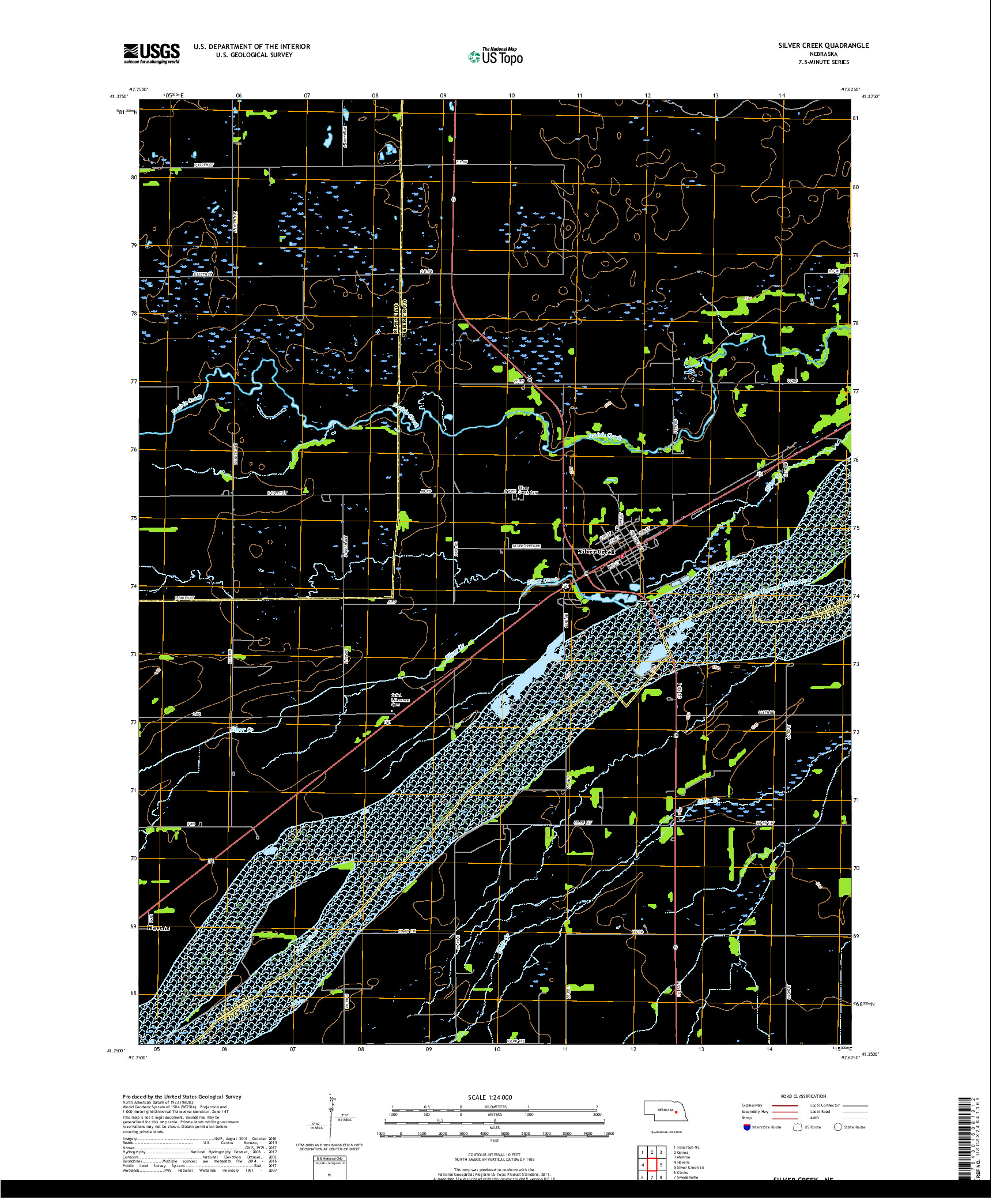 USGS US TOPO 7.5-MINUTE MAP FOR SILVER CREEK, NE 2017