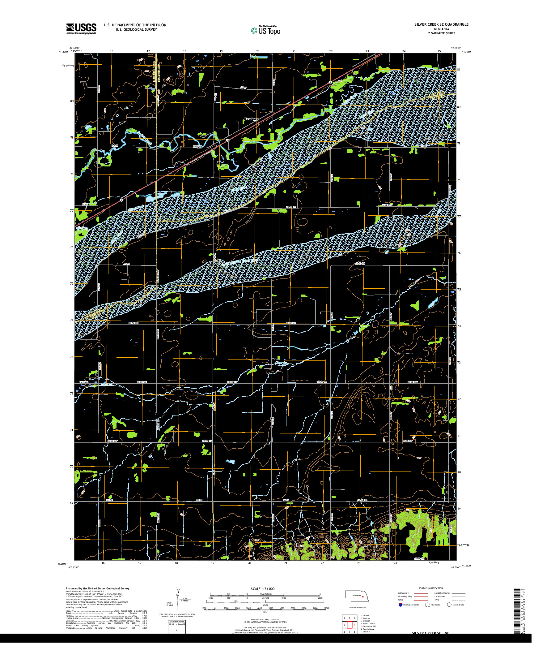 USGS US TOPO 7.5-MINUTE MAP FOR SILVER CREEK SE, NE 2017