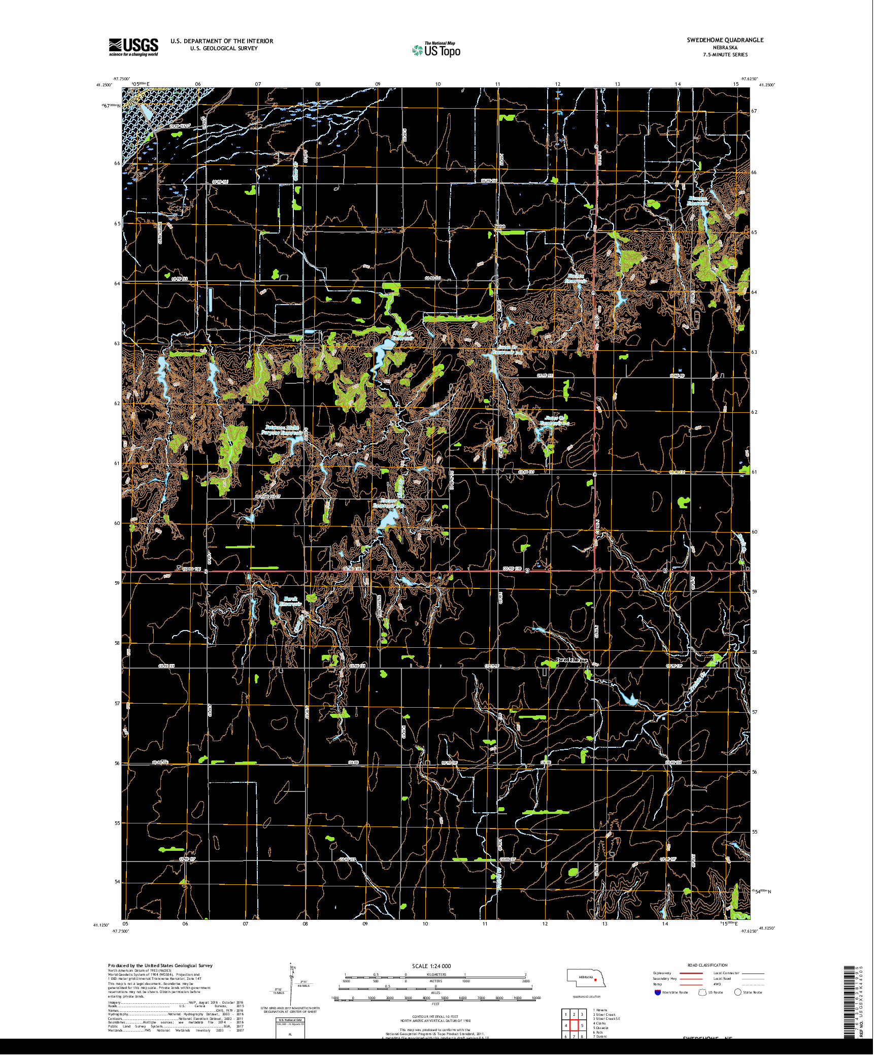 USGS US TOPO 7.5-MINUTE MAP FOR SWEDEHOME, NE 2017