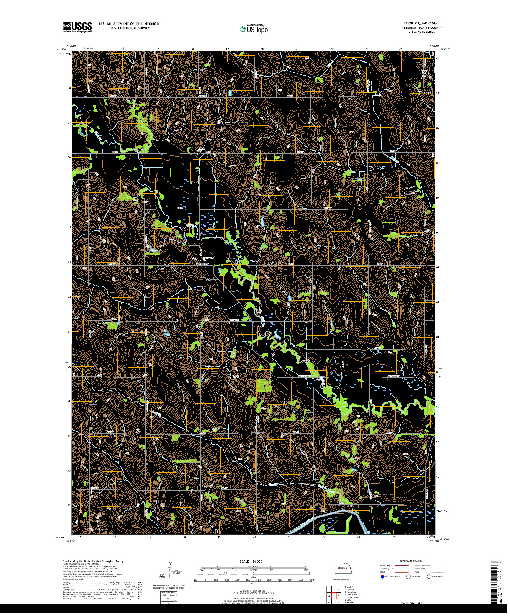 USGS US TOPO 7.5-MINUTE MAP FOR TARNOV, NE 2017