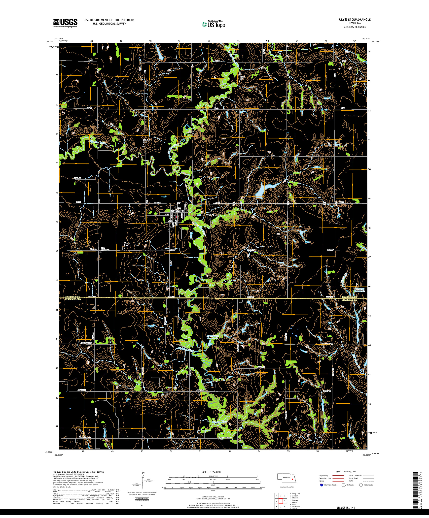 USGS US TOPO 7.5-MINUTE MAP FOR ULYSSES, NE 2017