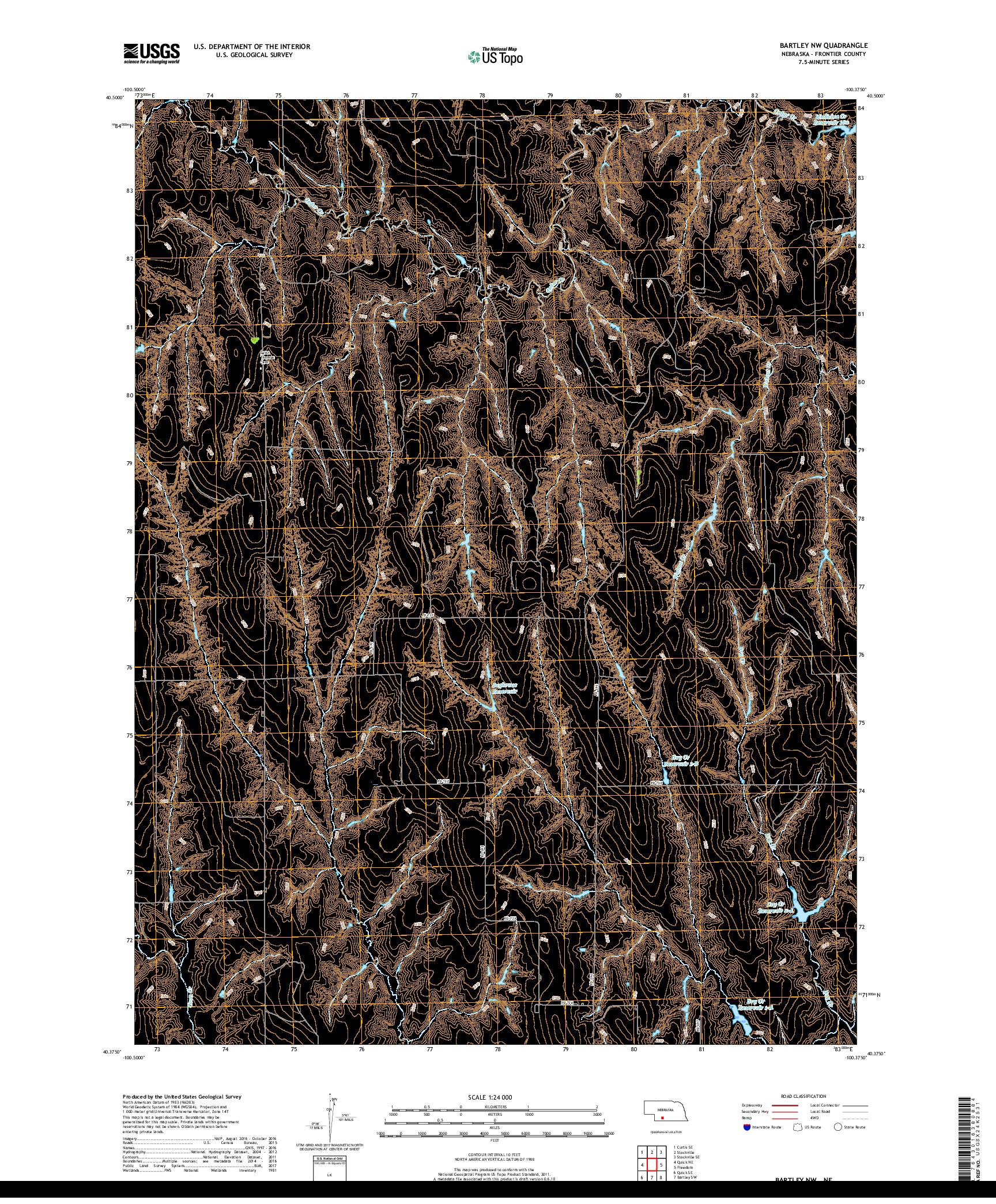 USGS US TOPO 7.5-MINUTE MAP FOR BARTLEY NW, NE 2017