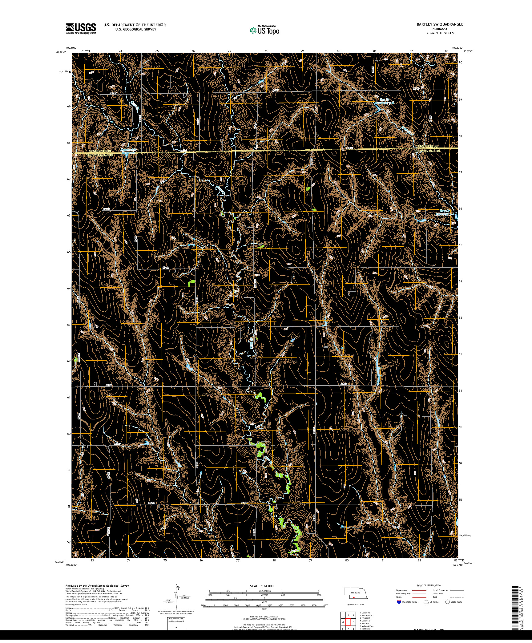 USGS US TOPO 7.5-MINUTE MAP FOR BARTLEY SW, NE 2017