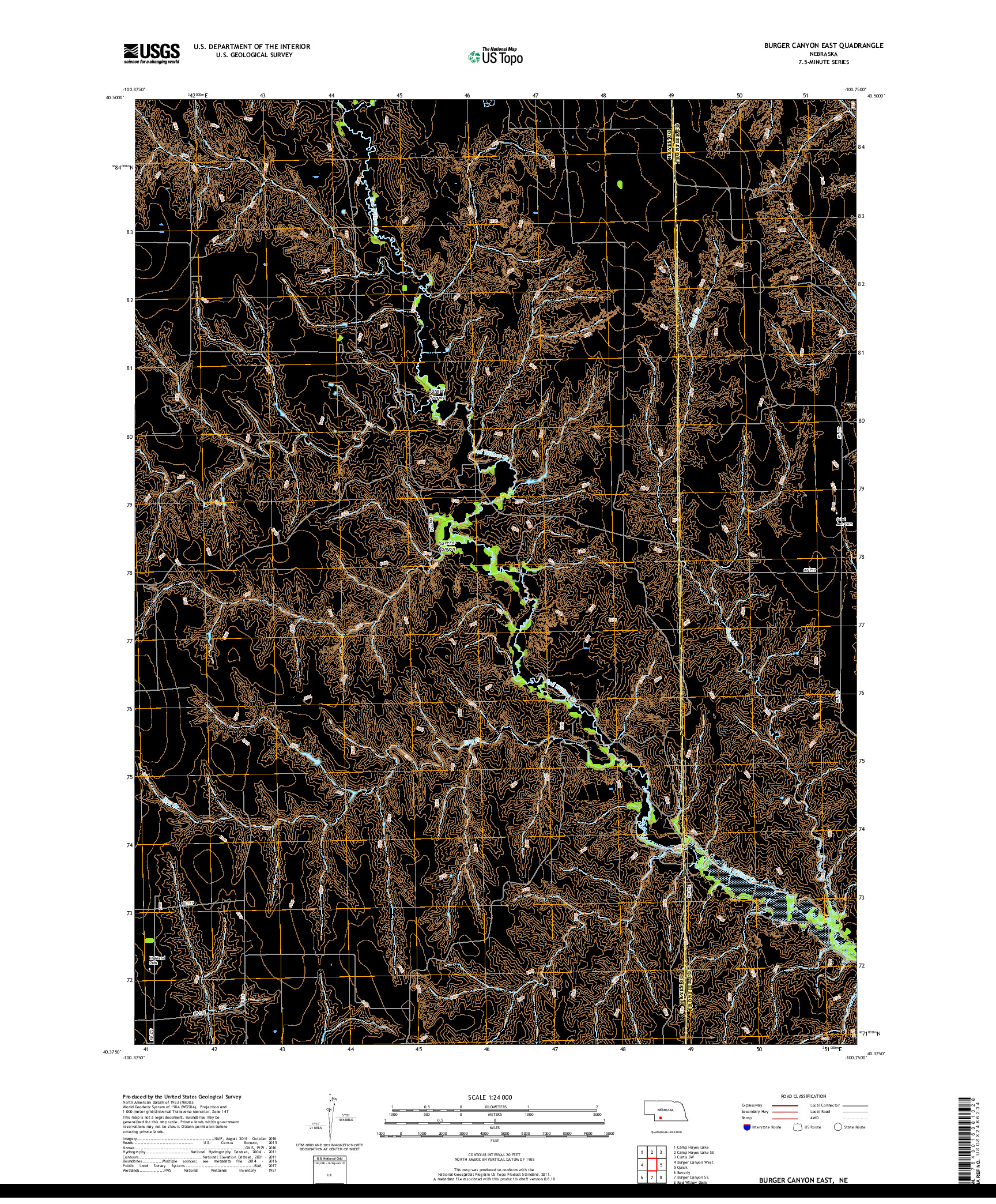 USGS US TOPO 7.5-MINUTE MAP FOR BURGER CANYON EAST, NE 2017