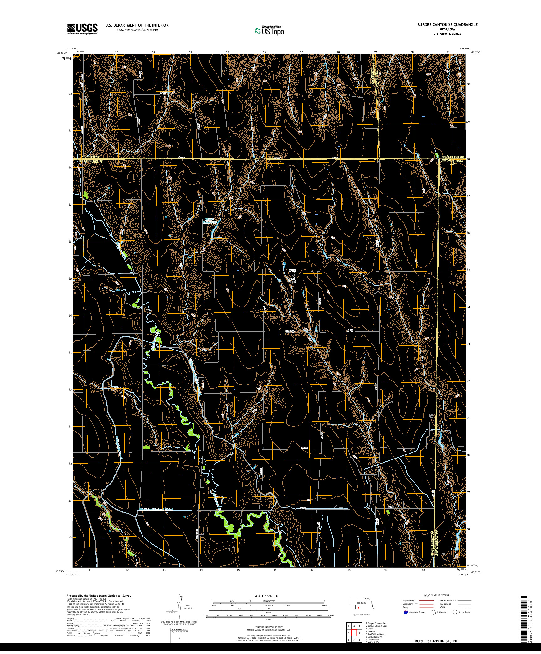USGS US TOPO 7.5-MINUTE MAP FOR BURGER CANYON SE, NE 2017