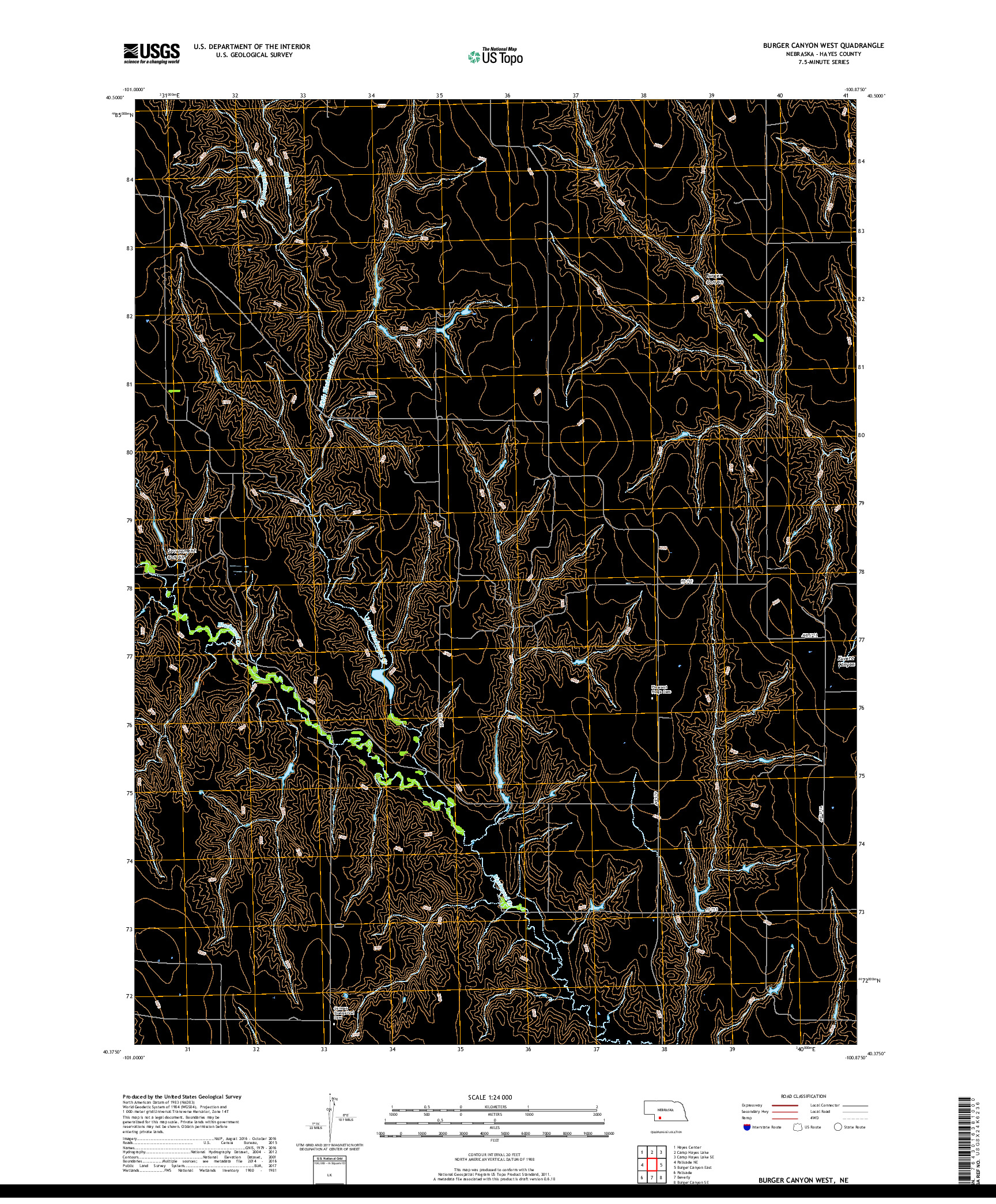 USGS US TOPO 7.5-MINUTE MAP FOR BURGER CANYON WEST, NE 2017