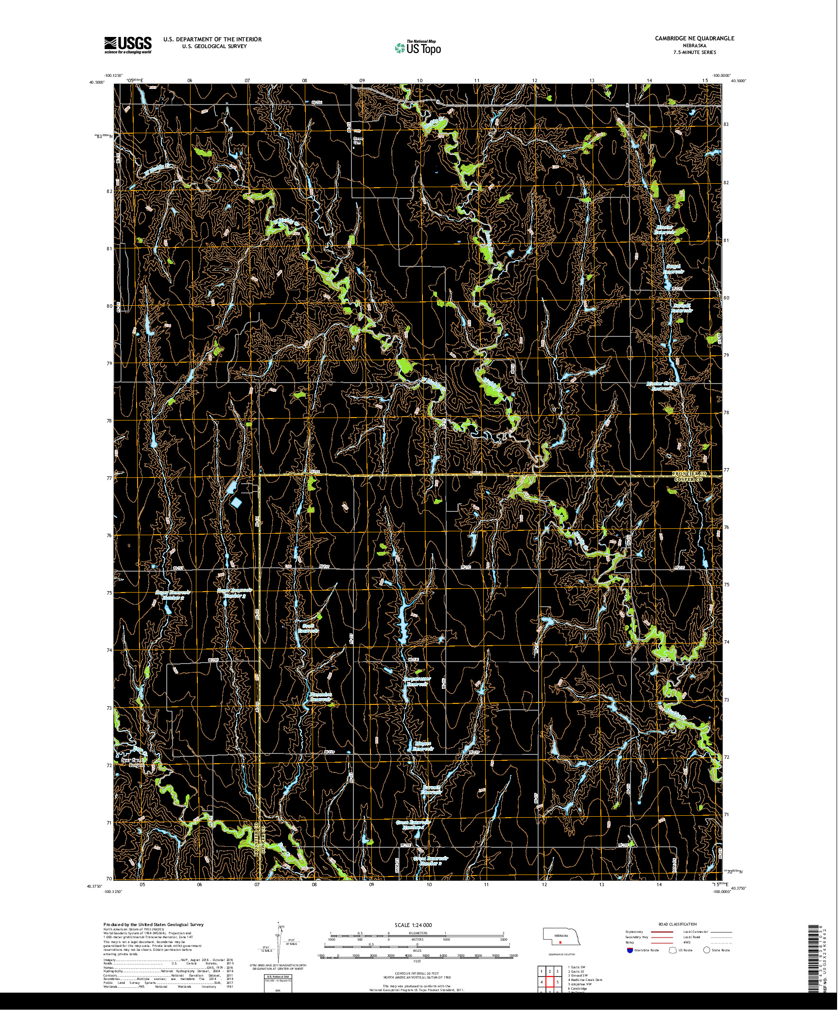 USGS US TOPO 7.5-MINUTE MAP FOR CAMBRIDGE NE, NE 2017