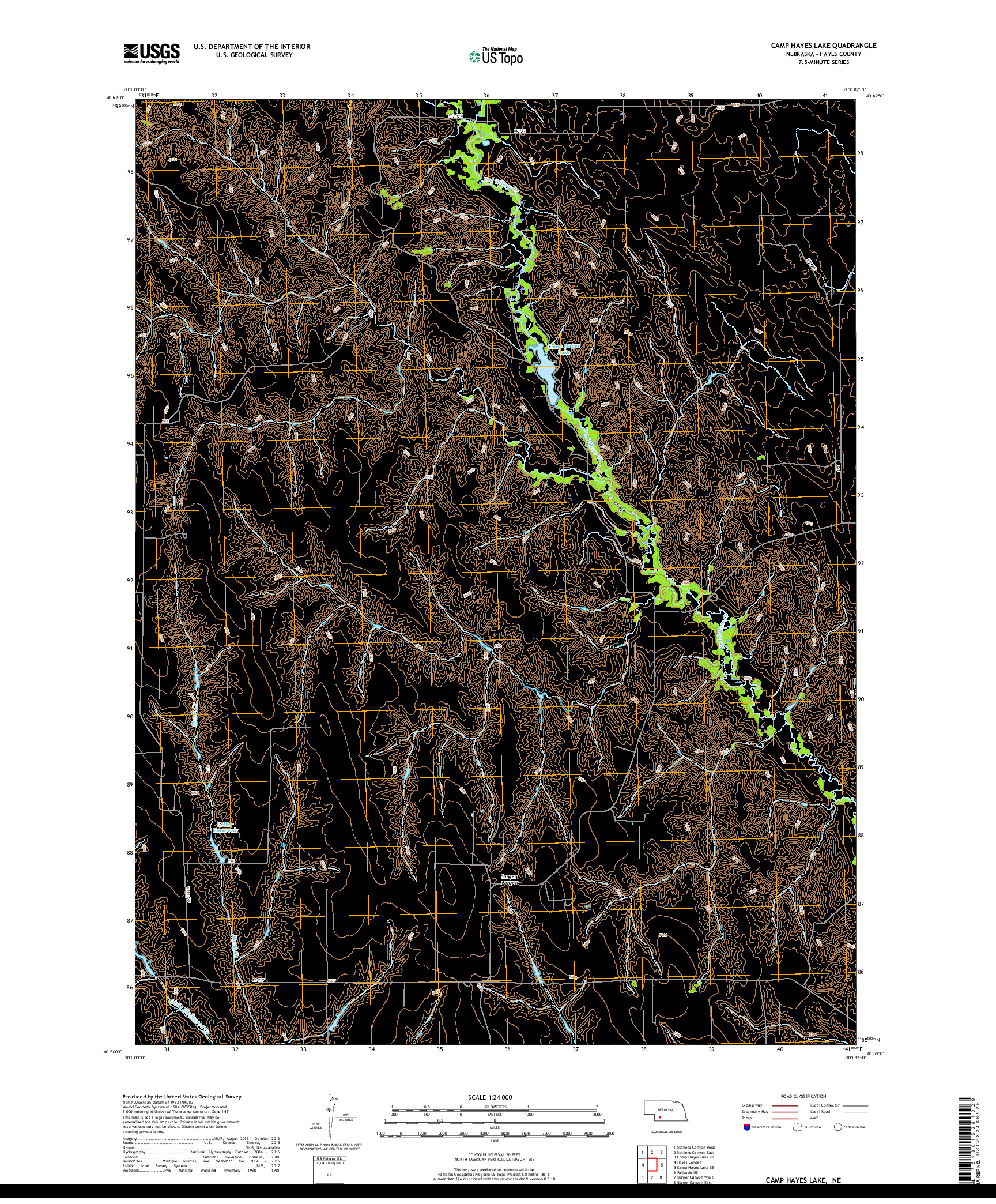 USGS US TOPO 7.5-MINUTE MAP FOR CAMP HAYES LAKE, NE 2017