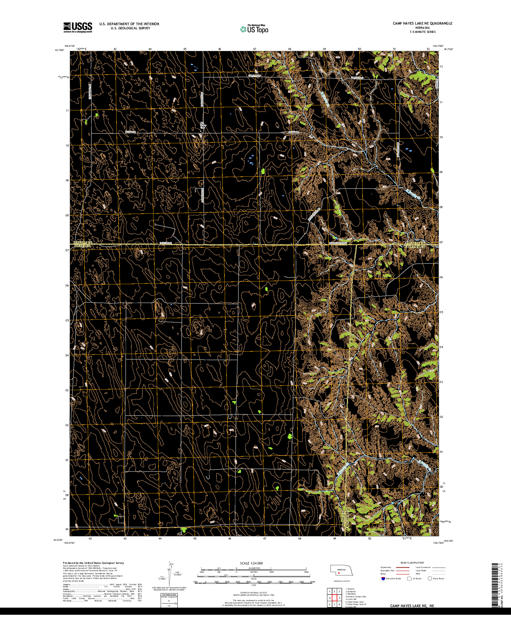 USGS US TOPO 7.5-MINUTE MAP FOR CAMP HAYES LAKE NE, NE 2017