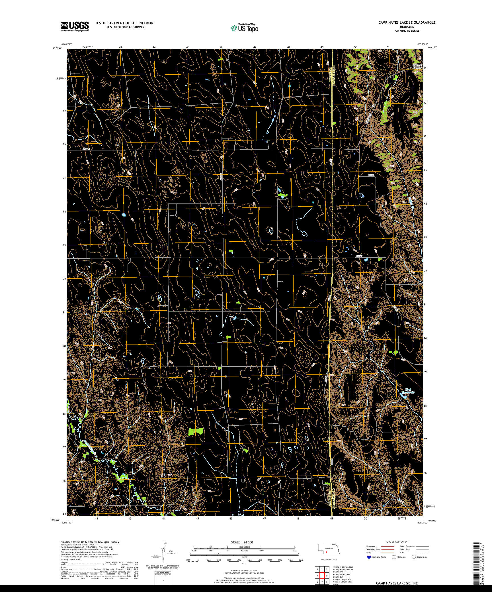 USGS US TOPO 7.5-MINUTE MAP FOR CAMP HAYES LAKE SE, NE 2017