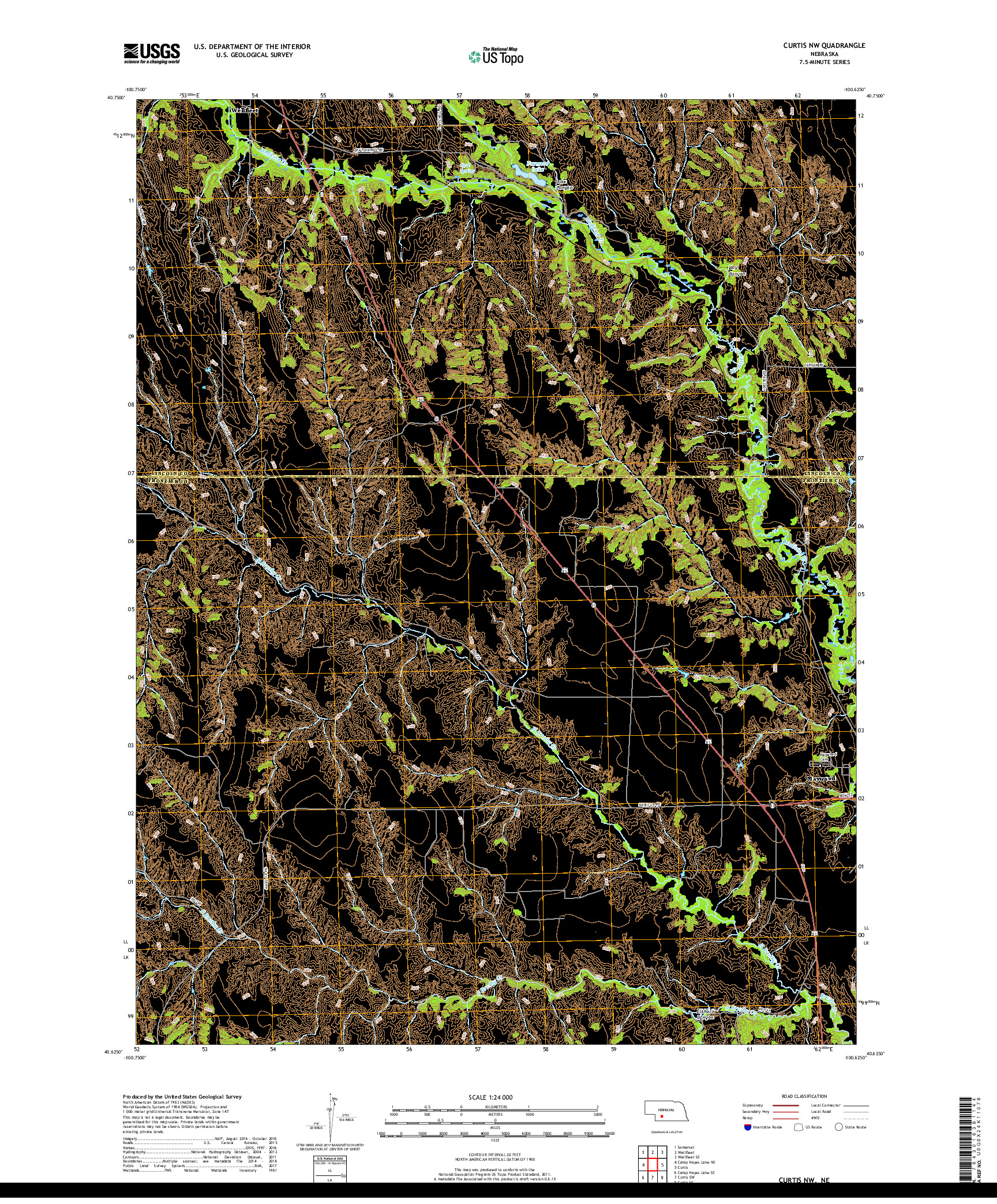 USGS US TOPO 7.5-MINUTE MAP FOR CURTIS NW, NE 2017