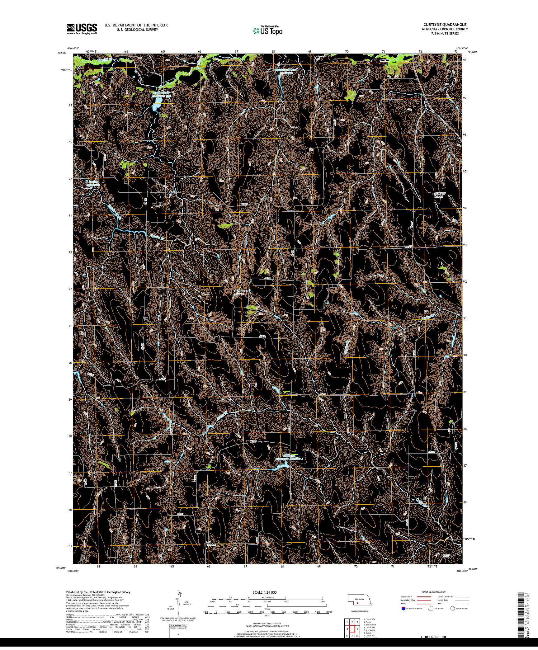 USGS US TOPO 7.5-MINUTE MAP FOR CURTIS SE, NE 2017