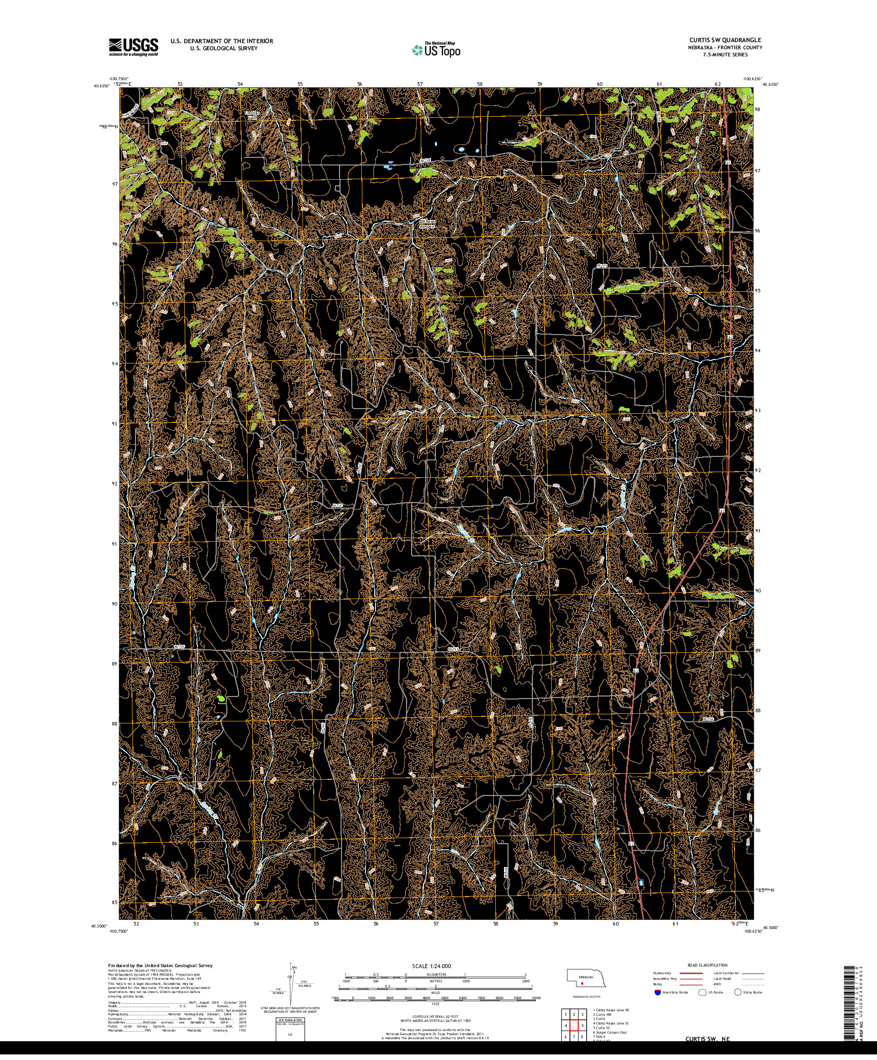 USGS US TOPO 7.5-MINUTE MAP FOR CURTIS SW, NE 2017