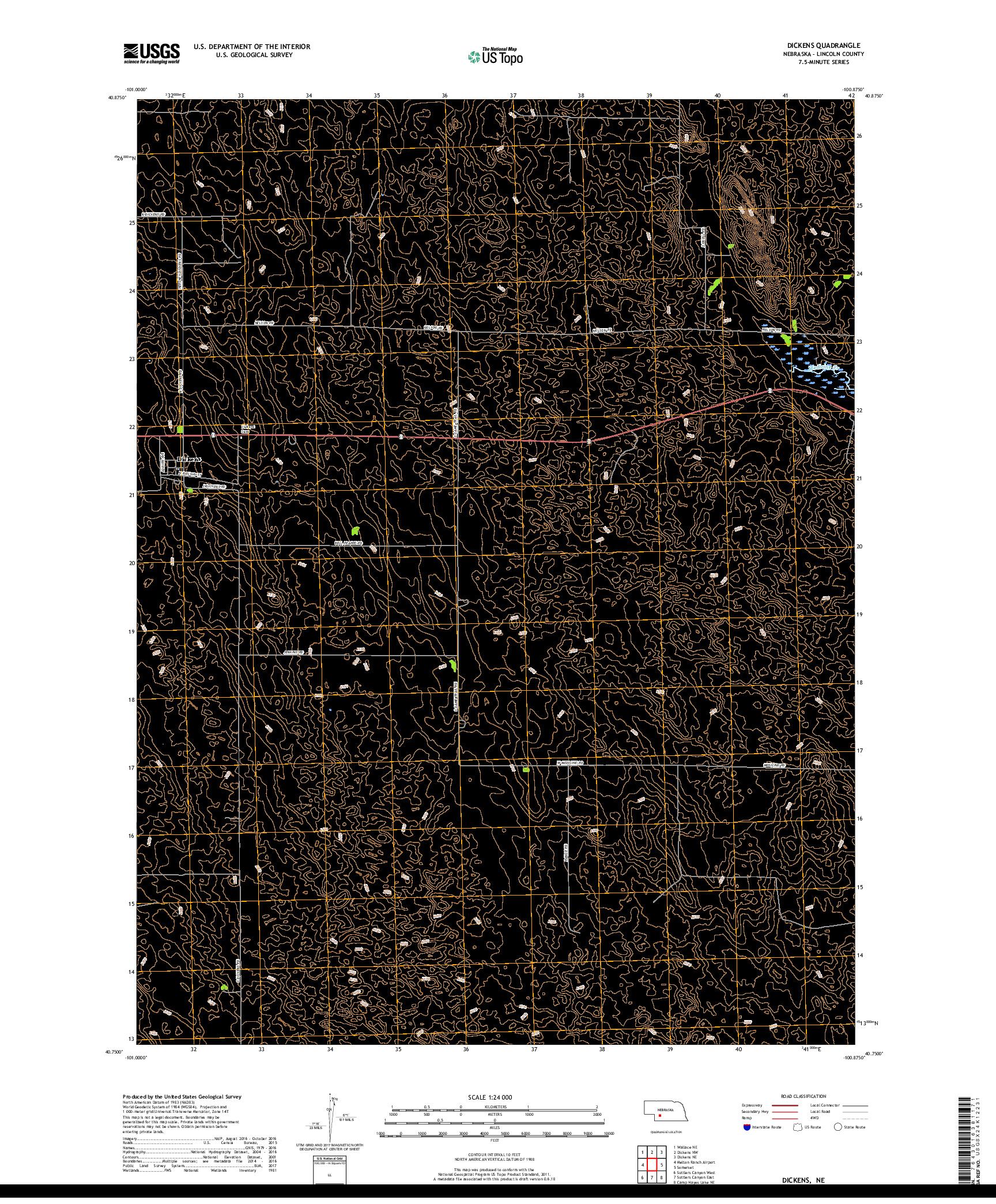 USGS US TOPO 7.5-MINUTE MAP FOR DICKENS, NE 2017