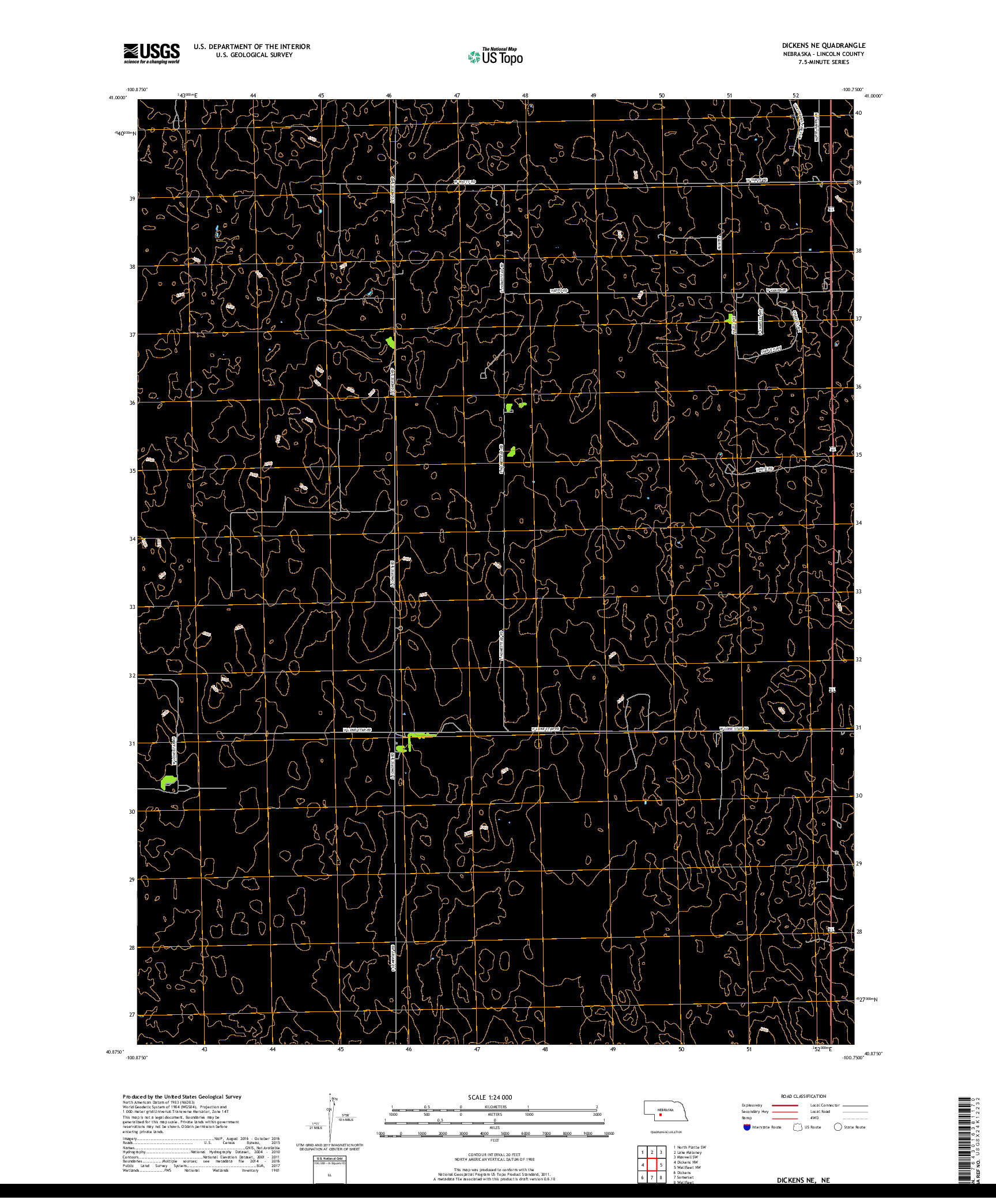 USGS US TOPO 7.5-MINUTE MAP FOR DICKENS NE, NE 2017