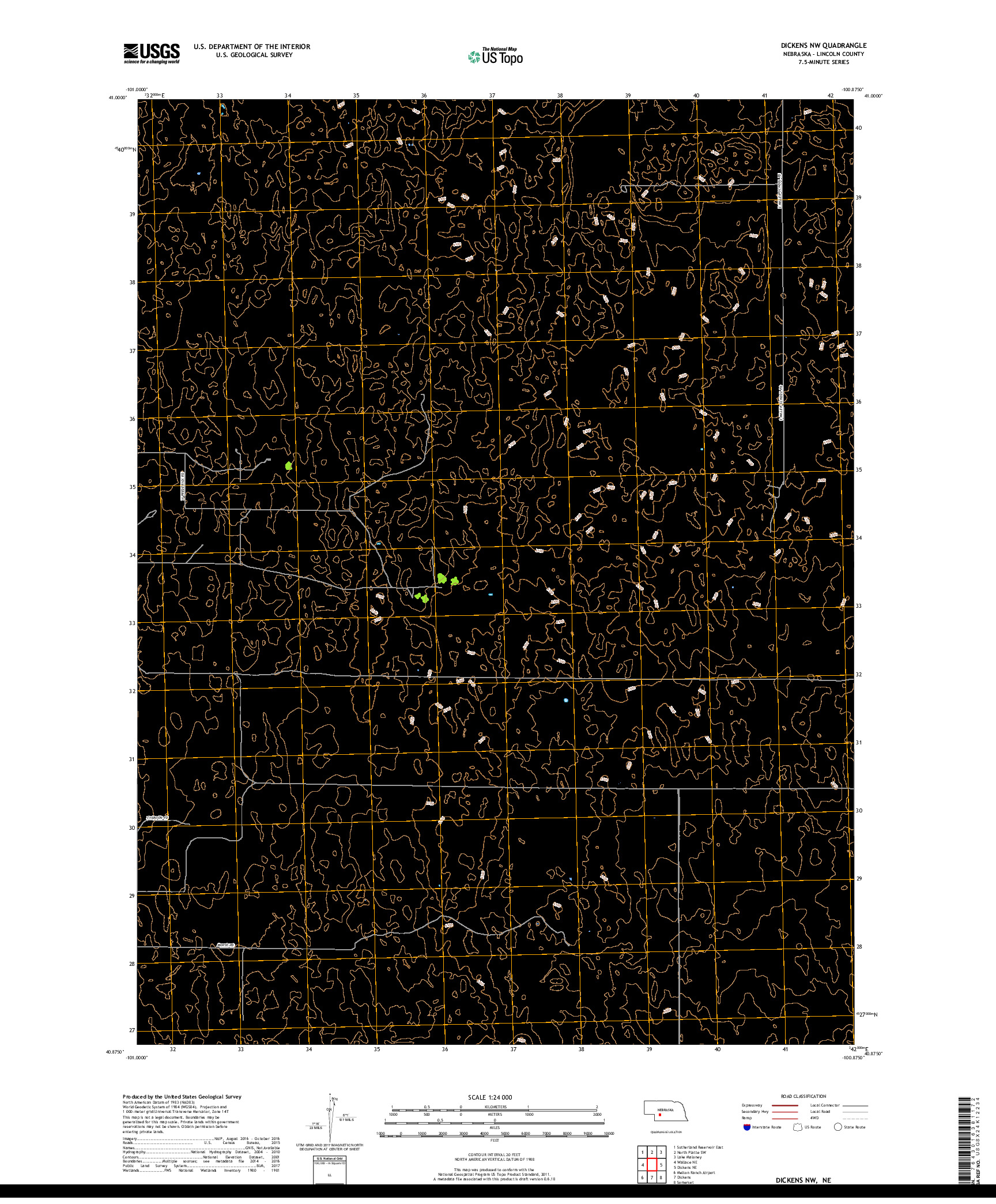 USGS US TOPO 7.5-MINUTE MAP FOR DICKENS NW, NE 2017