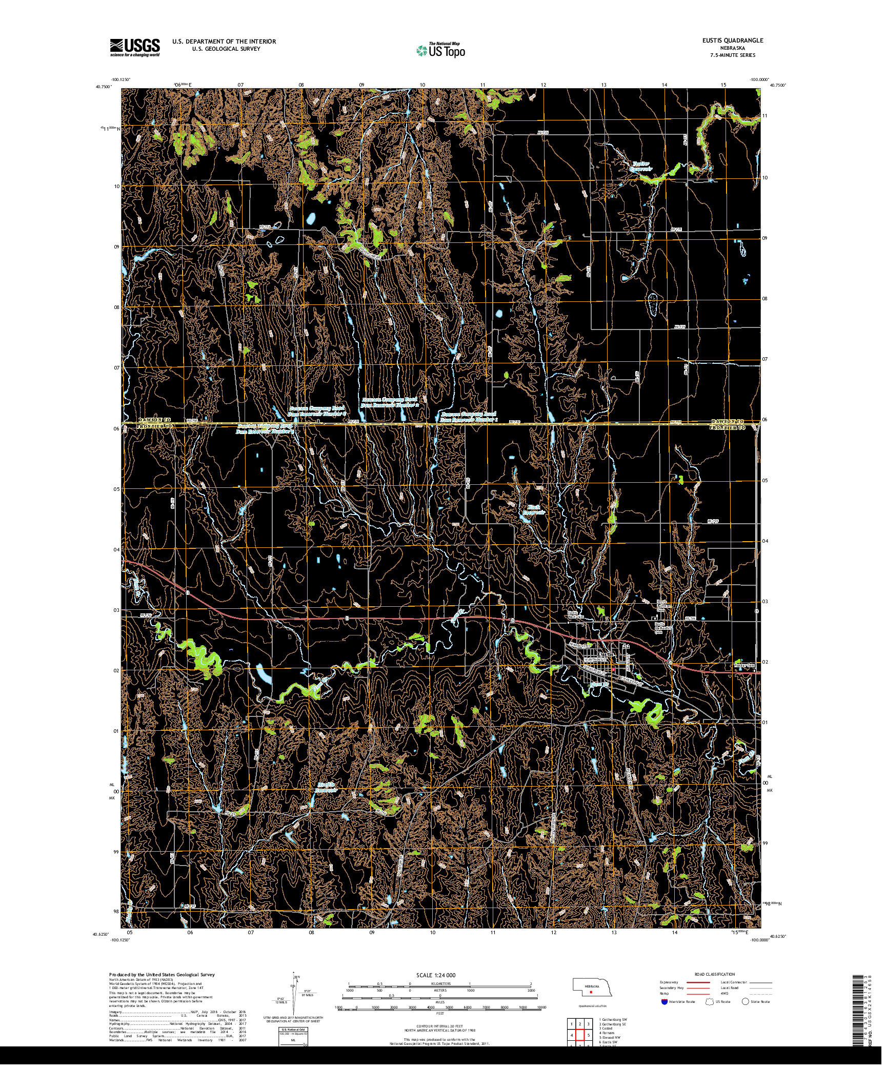 USGS US TOPO 7.5-MINUTE MAP FOR EUSTIS, NE 2017