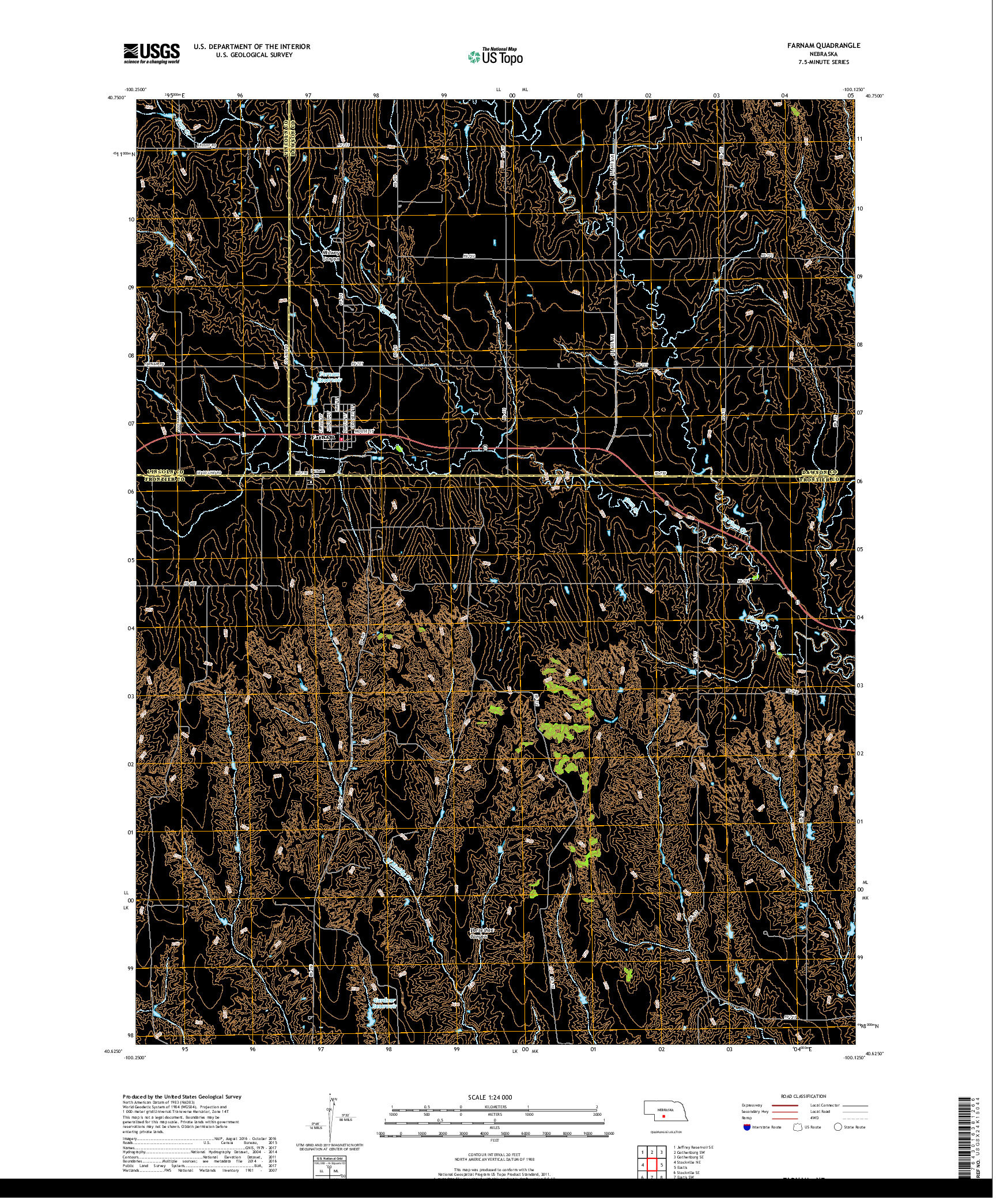 USGS US TOPO 7.5-MINUTE MAP FOR FARNAM, NE 2017