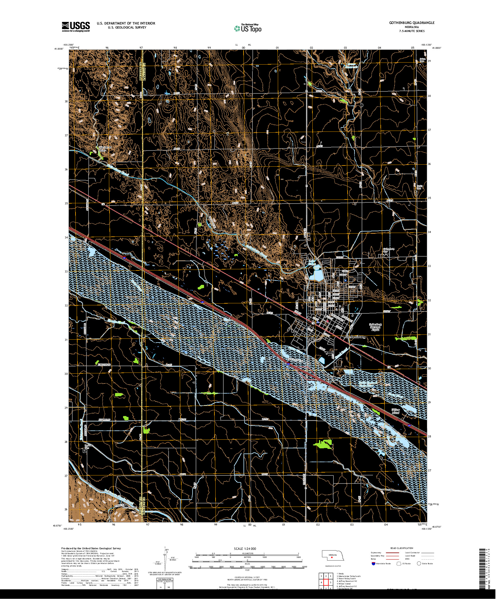 USGS US TOPO 7.5-MINUTE MAP FOR GOTHENBURG, NE 2017